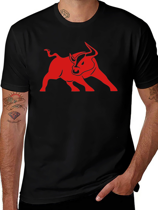 Bold Red Bull Graphic Tee - Black Cotton Comfort