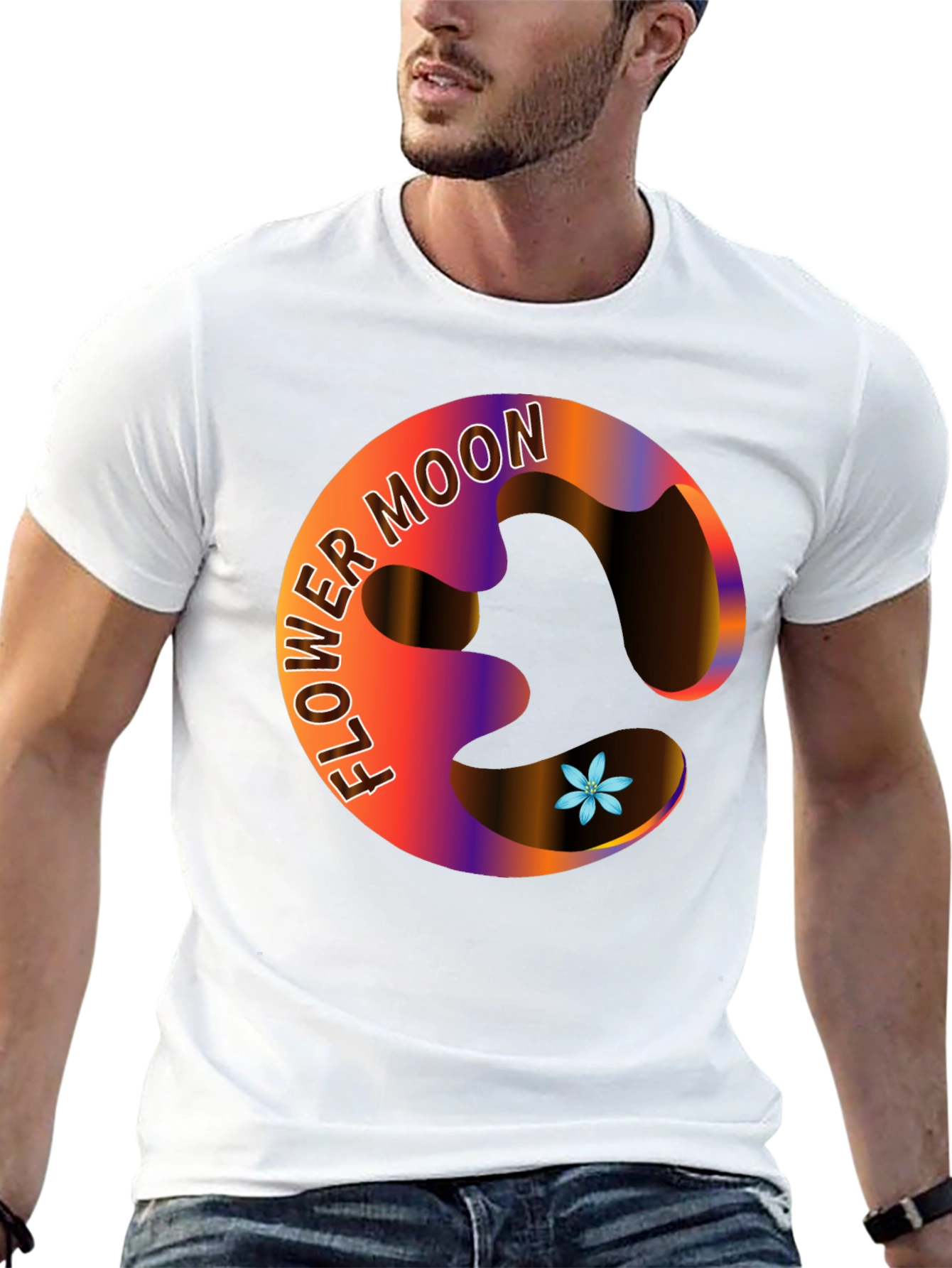Flower Moon Graphic Black T-Shirt
