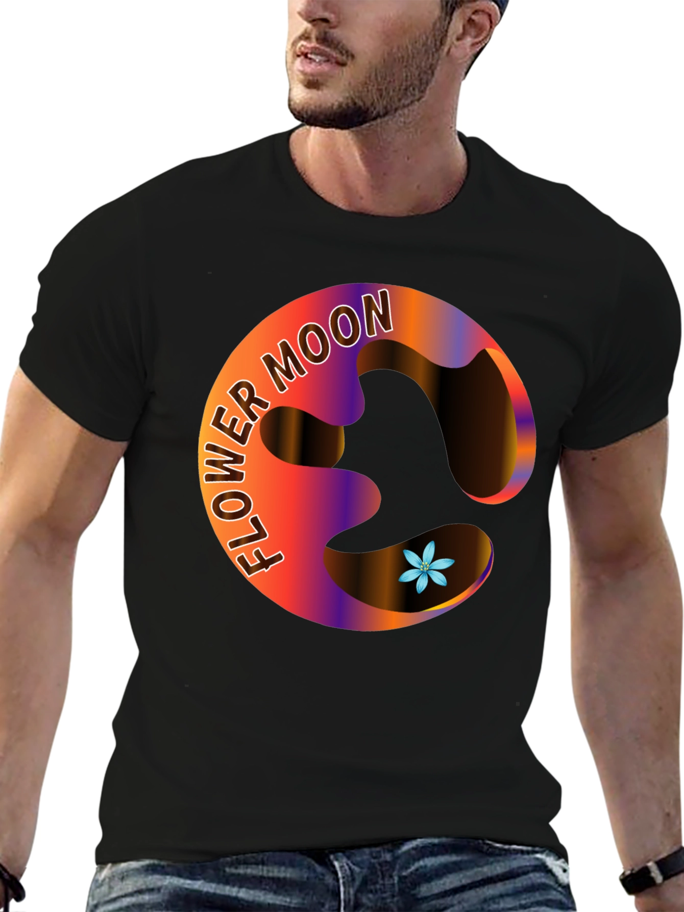 Flower Moon Graphic Black T-Shirt