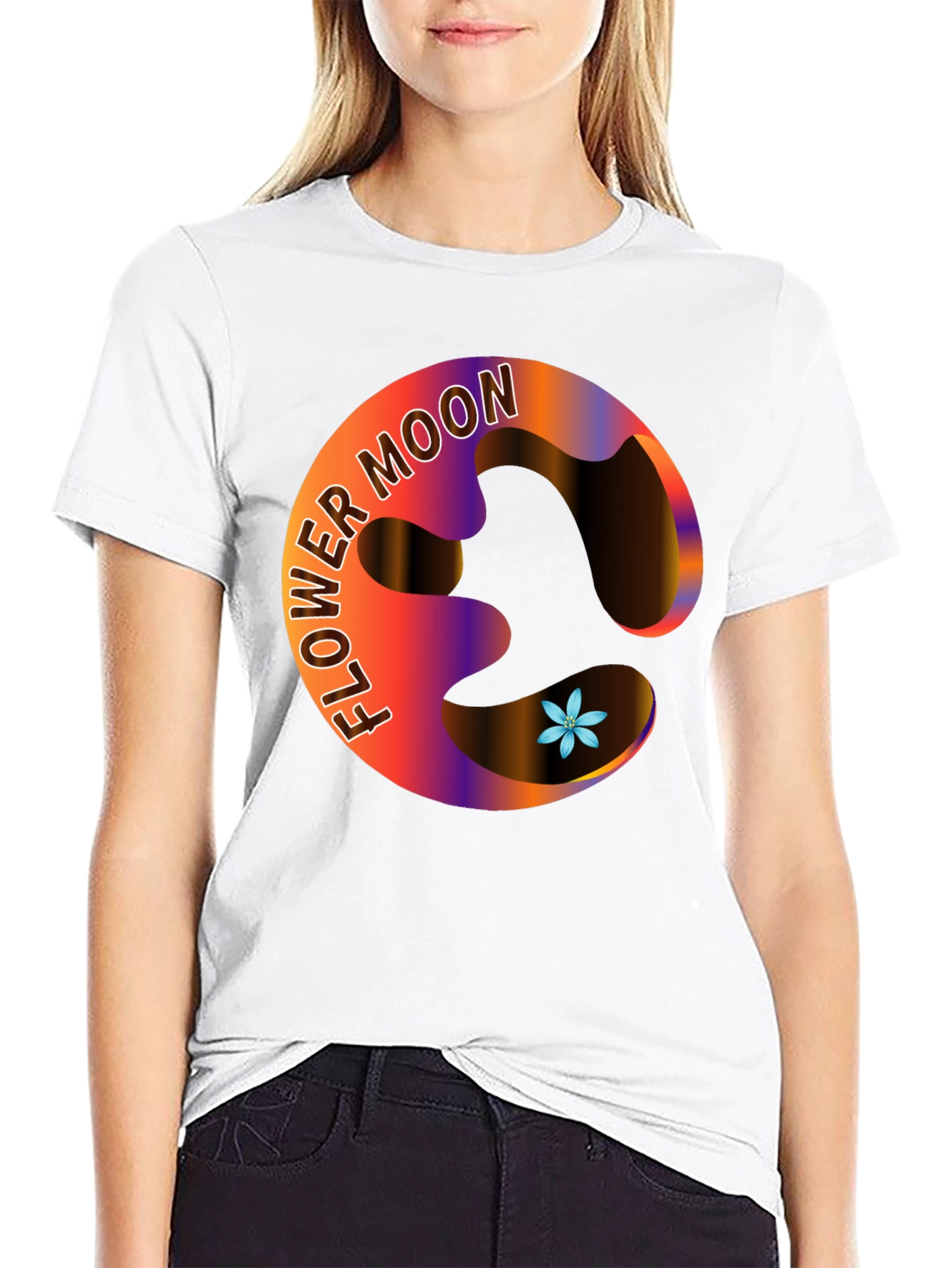 Flower Moon Graphic Black T-Shirt
