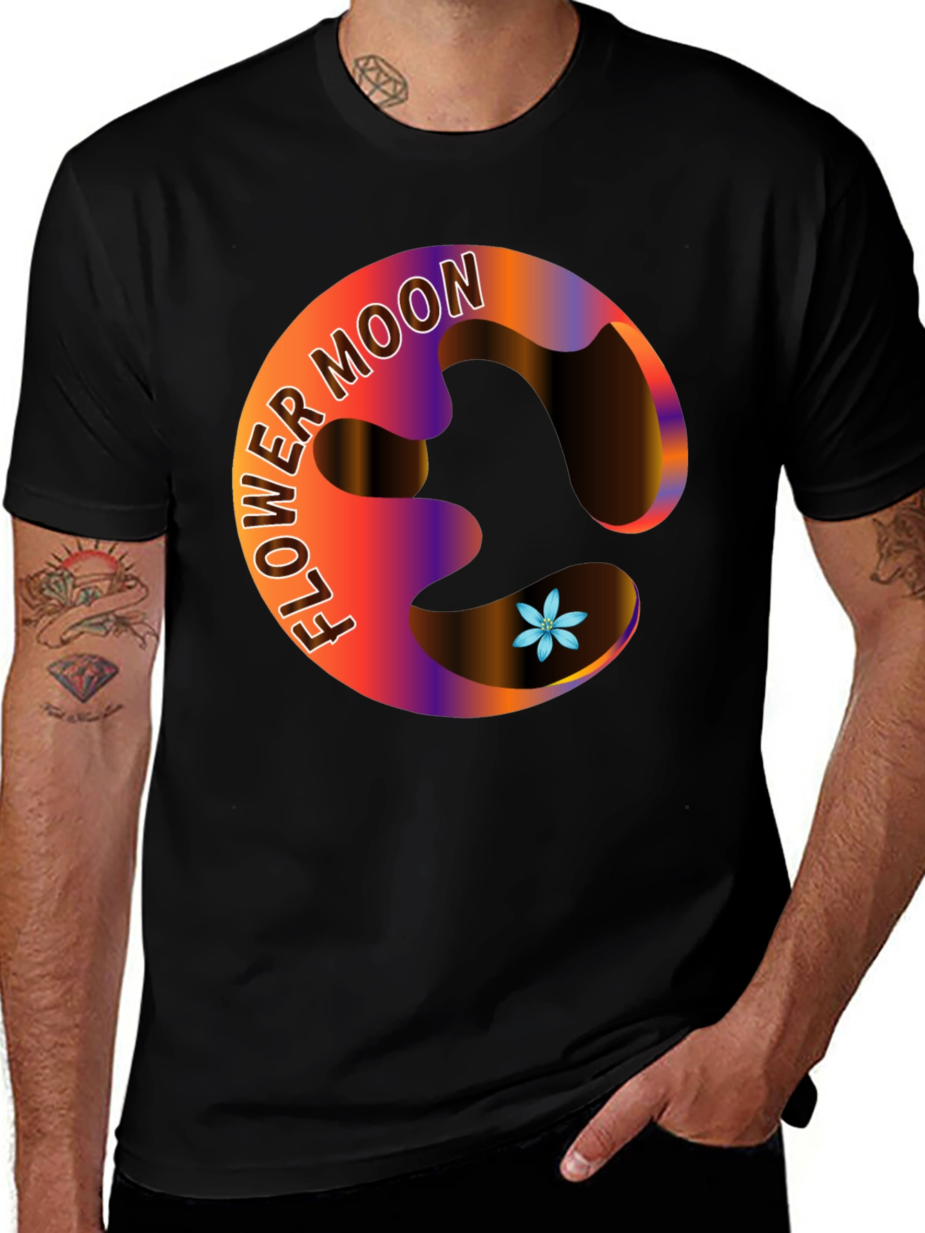 Flower Moon Graphic Black T-Shirt