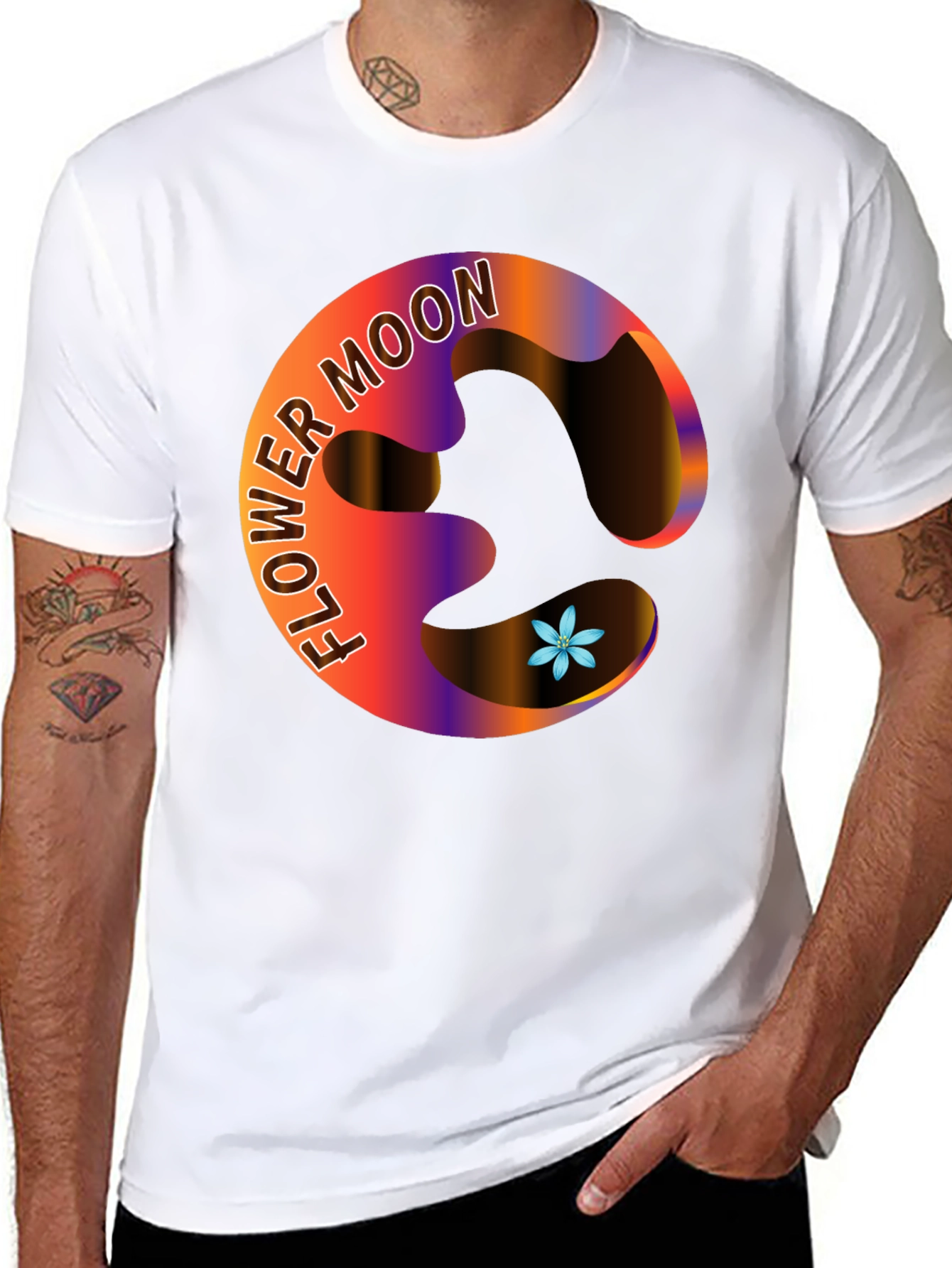 Flower Moon Graphic Black T-Shirt