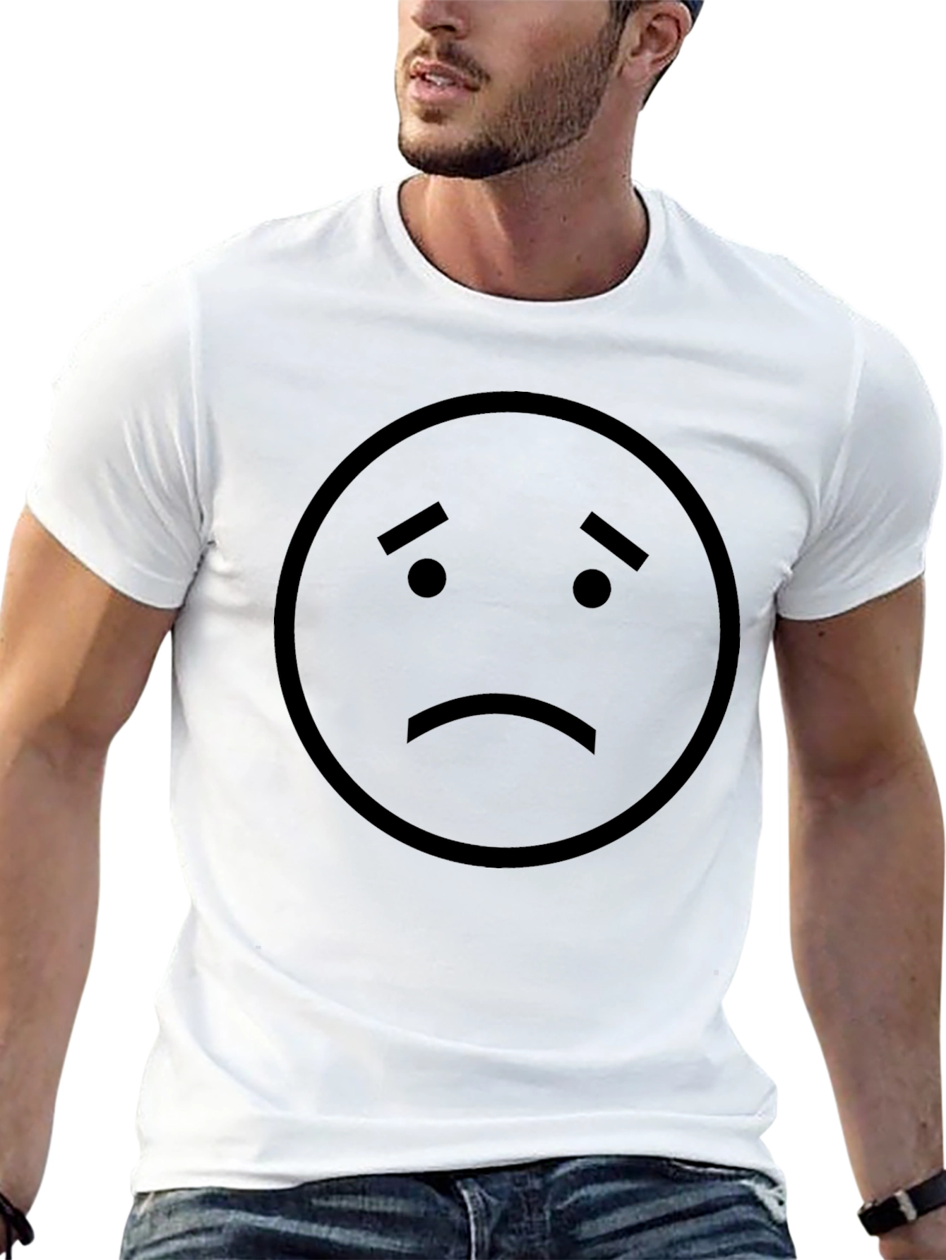 Sad Face Graphic T-Shirt - Unisex Casual Tee
