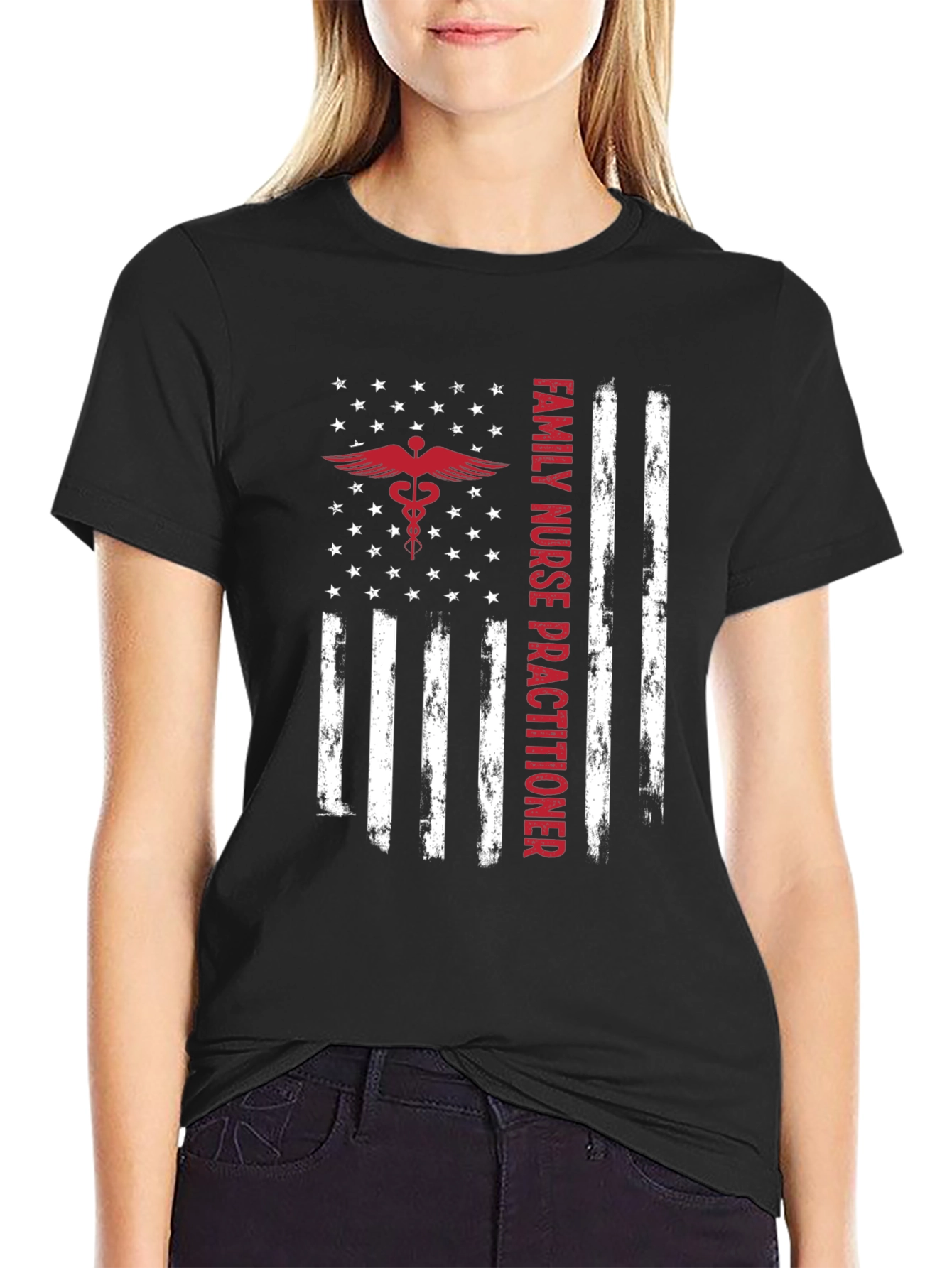 Family Nurse Practitioner American Flag T-Shirt