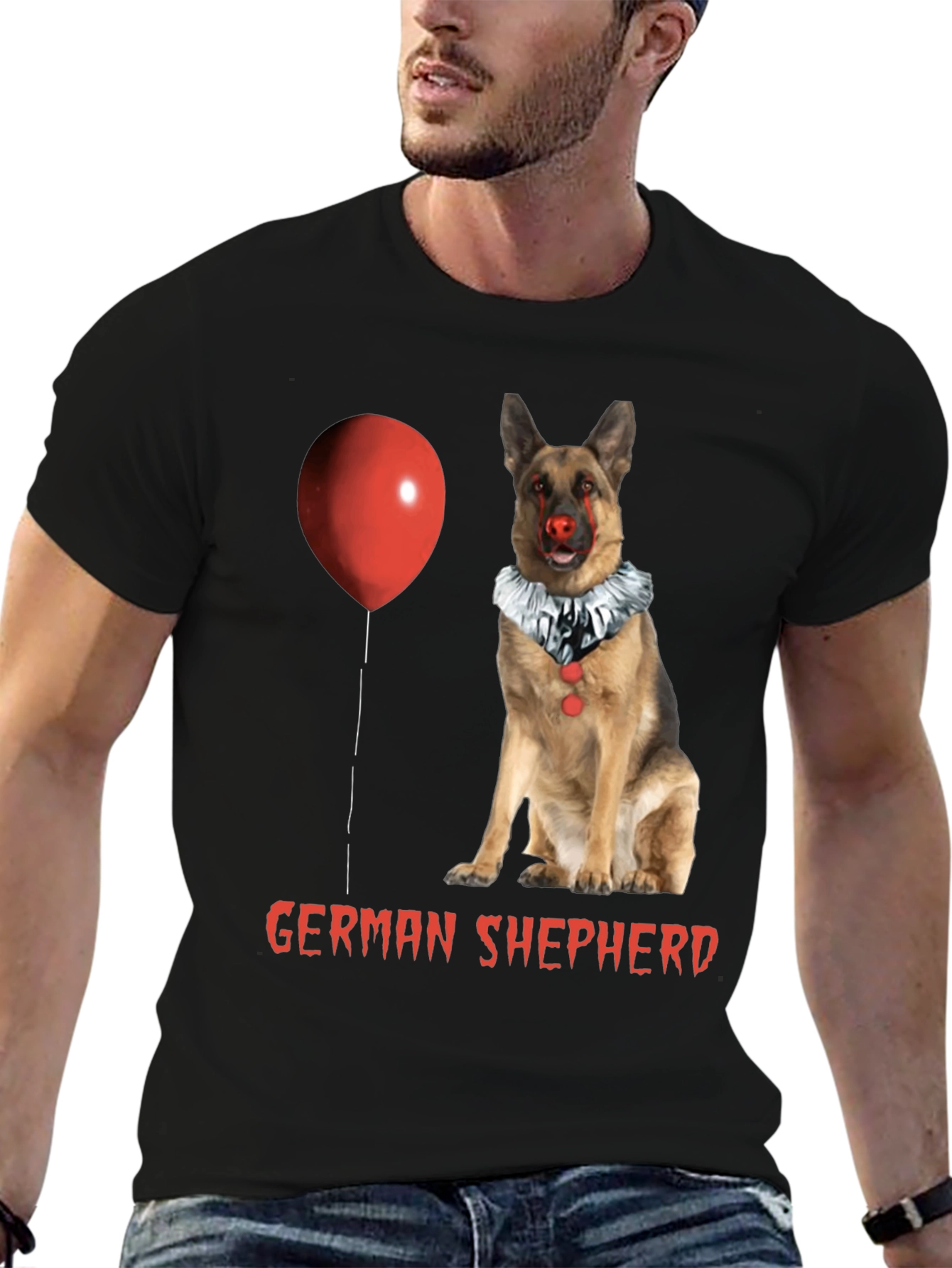 German Shepherd Clown Dog Halloween T-Shirt