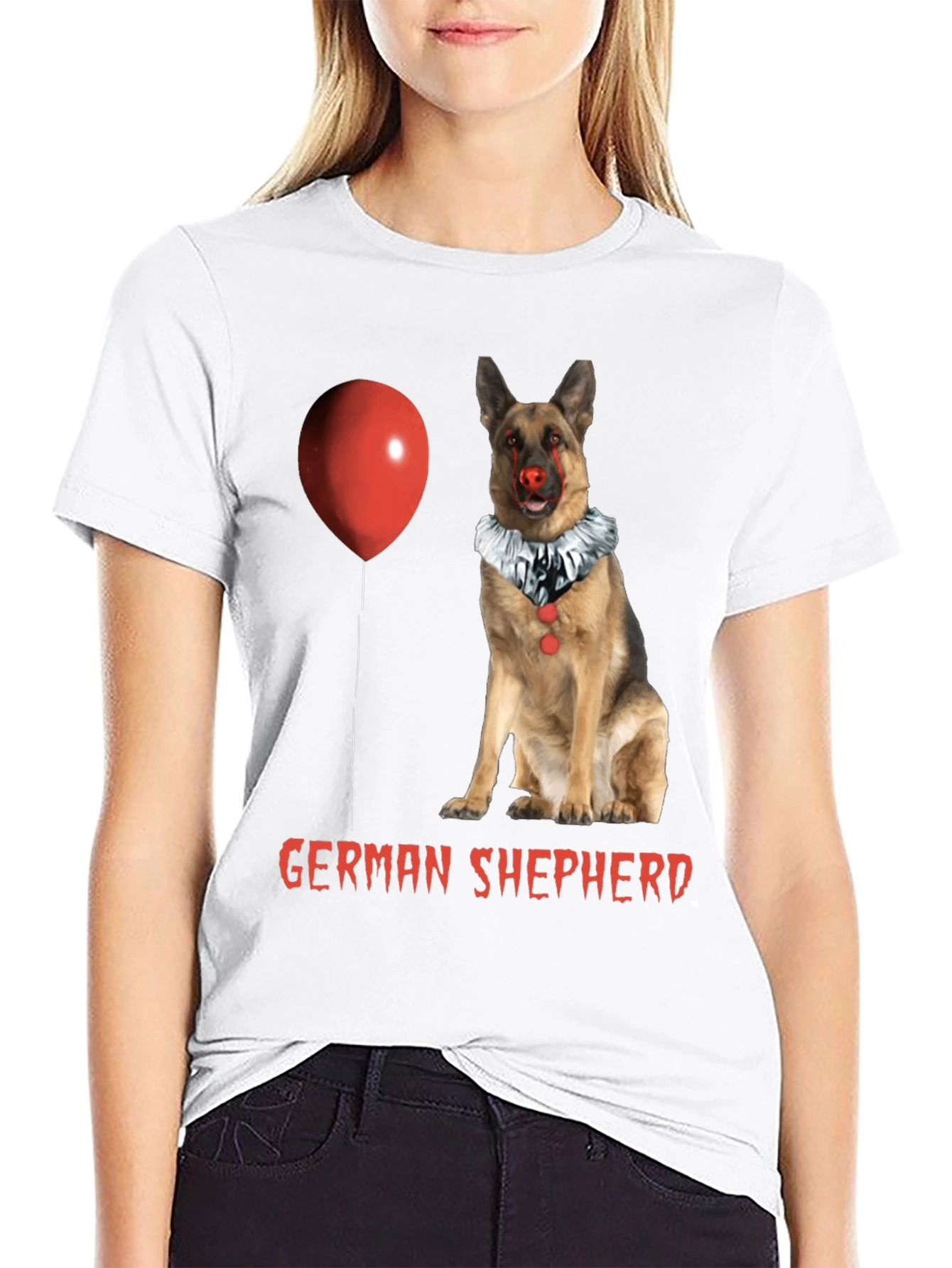 German Shepherd Clown Dog Halloween T-Shirt