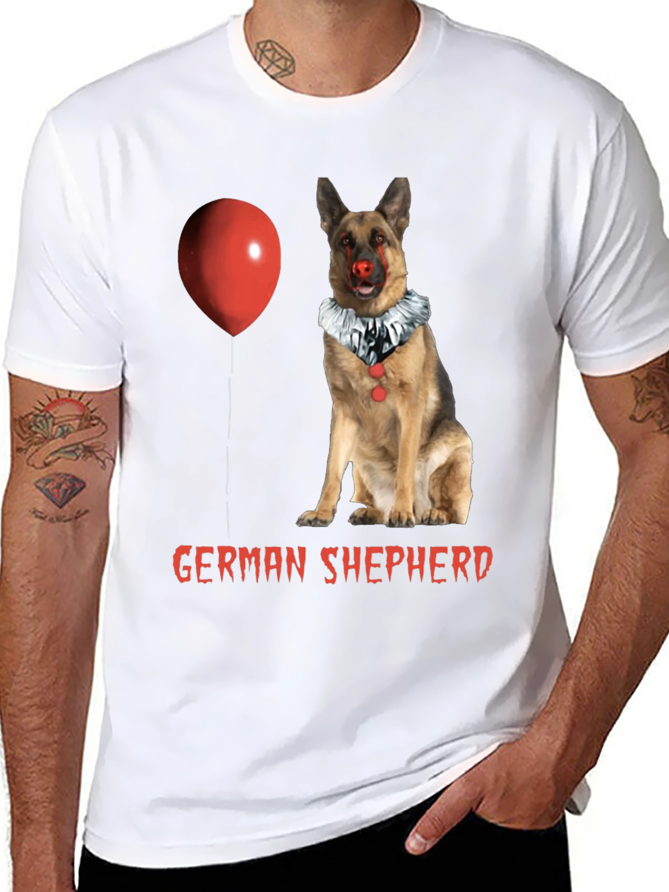 German Shepherd Clown Dog Halloween T-Shirt