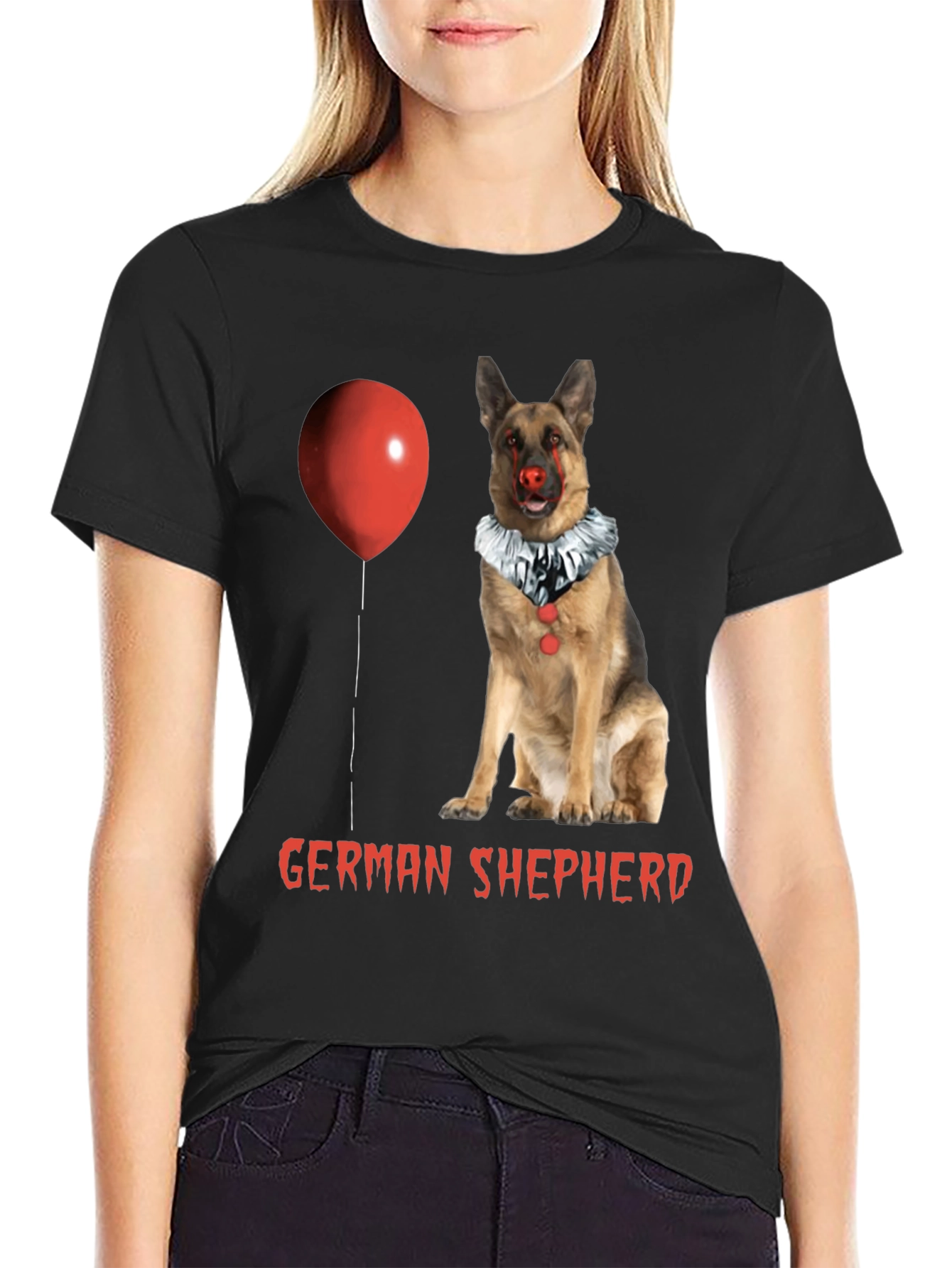German Shepherd Clown Dog Halloween T-Shirt