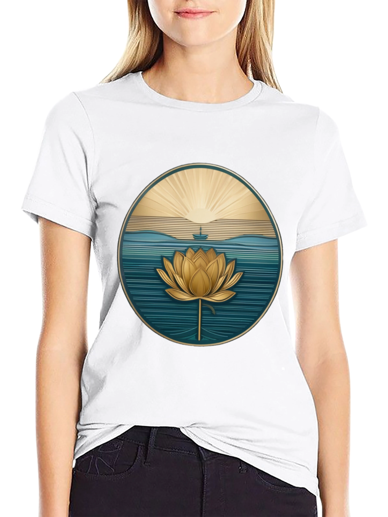 Lotus Flower Graphic Tee - Serene Design