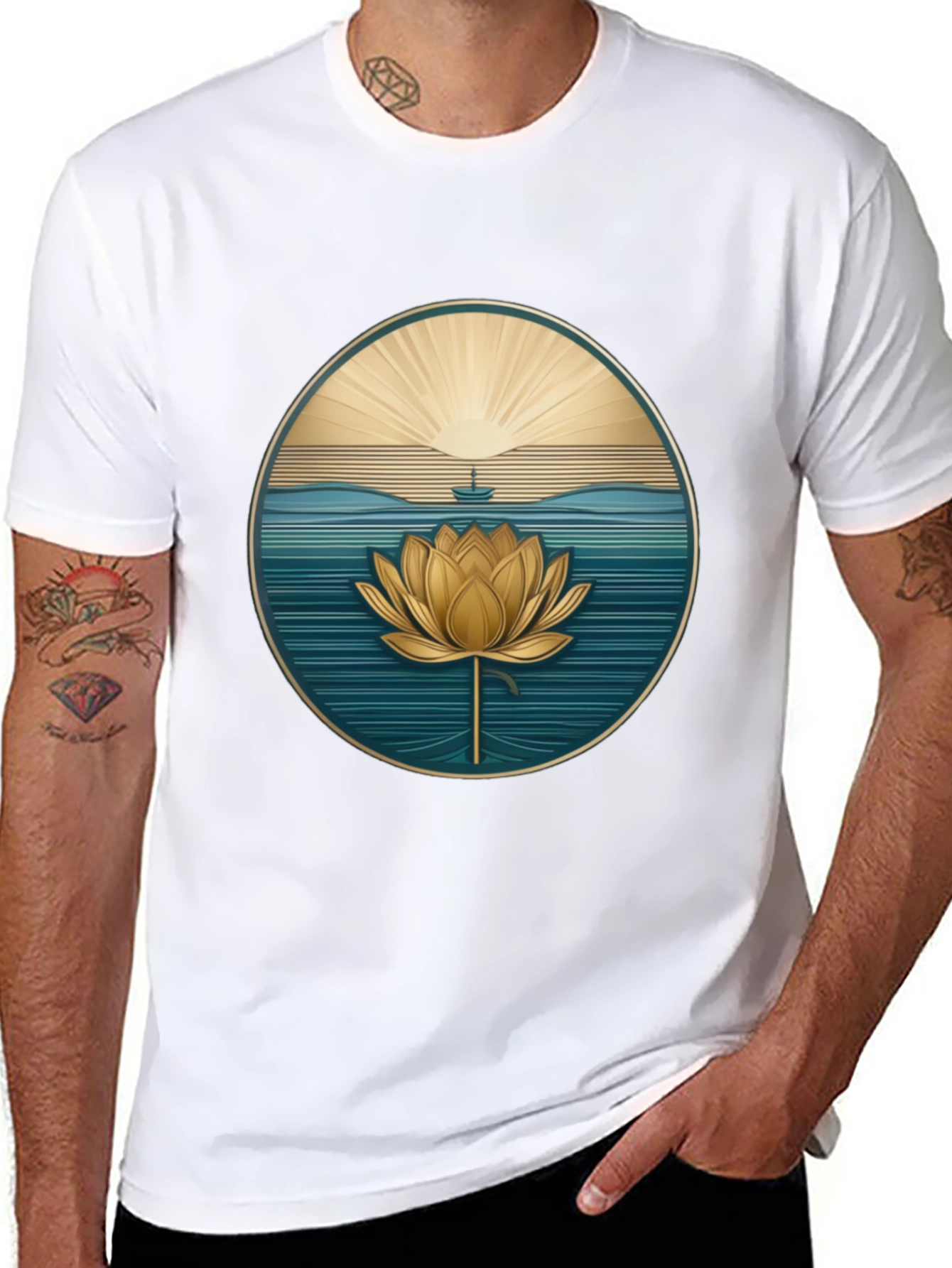 Lotus Flower Graphic Tee - Serene Design