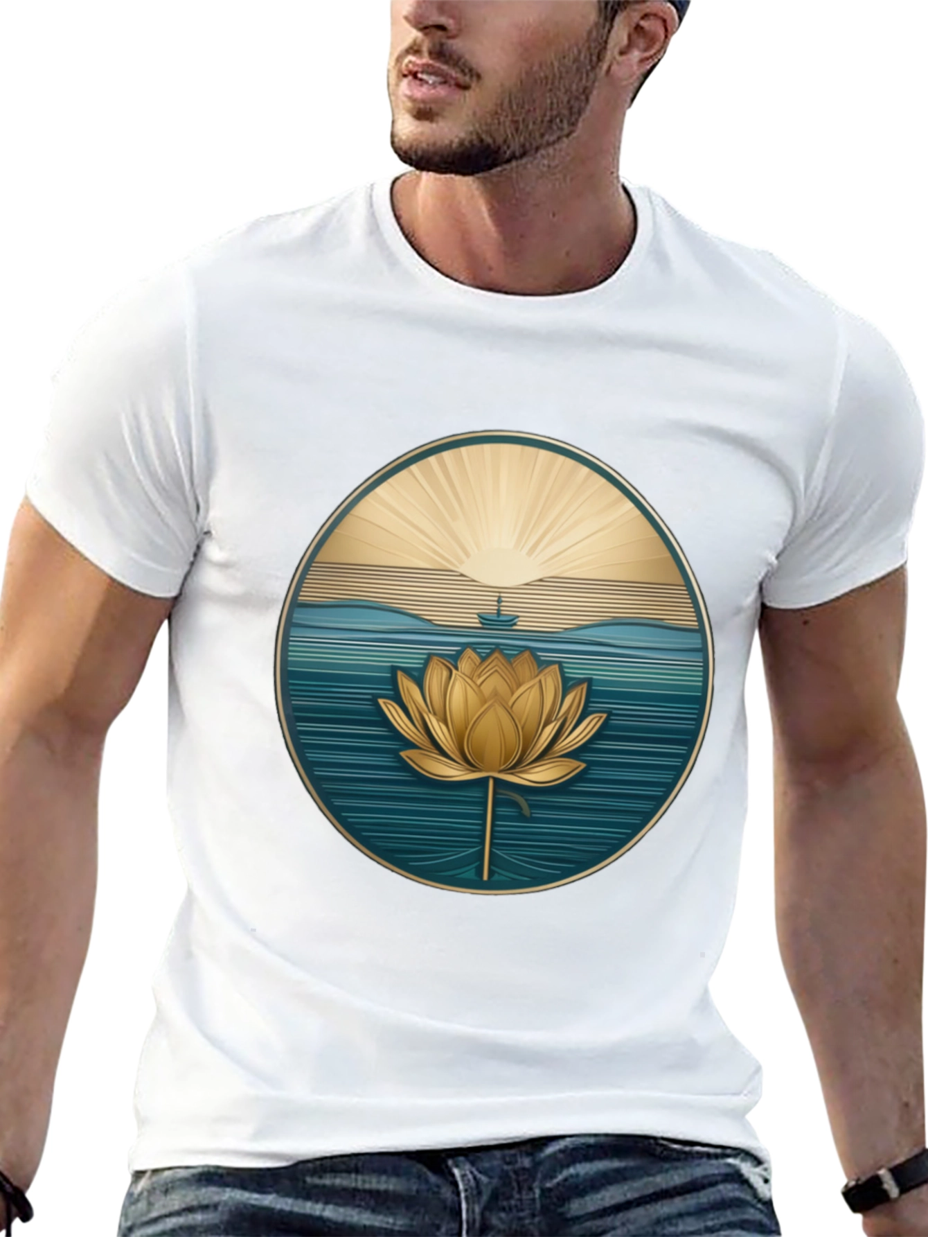 Lotus Flower Graphic Tee - Serene Design