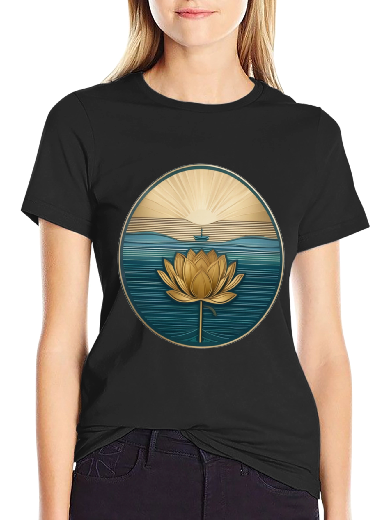 Lotus Flower Graphic Tee - Serene Design