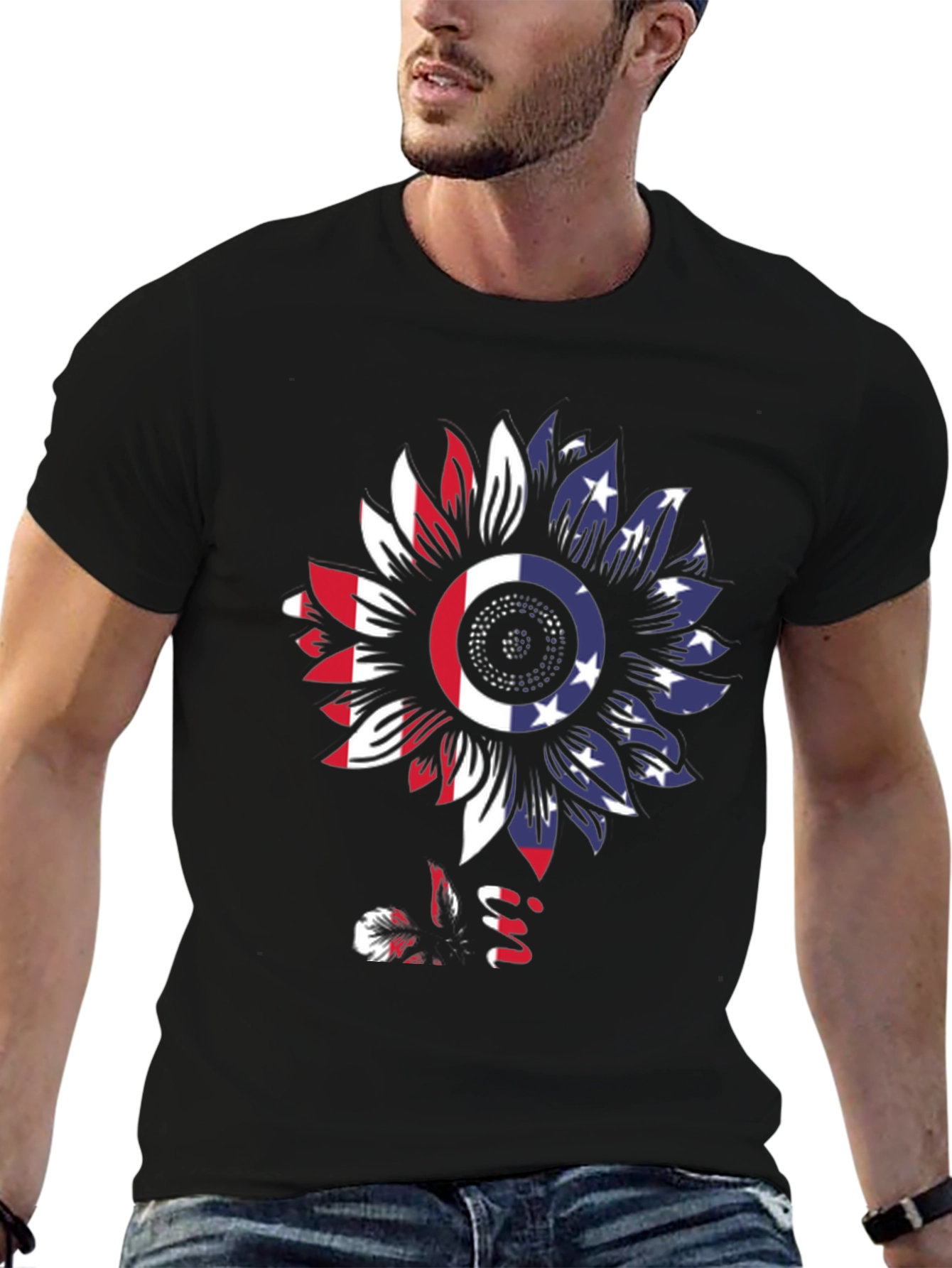 American Flag Sunflower T-Shirt
