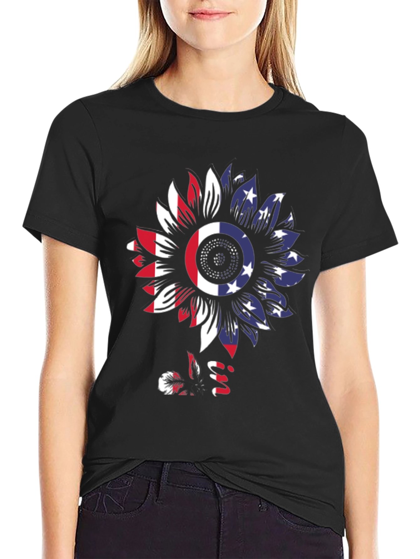 American Flag Sunflower T-Shirt