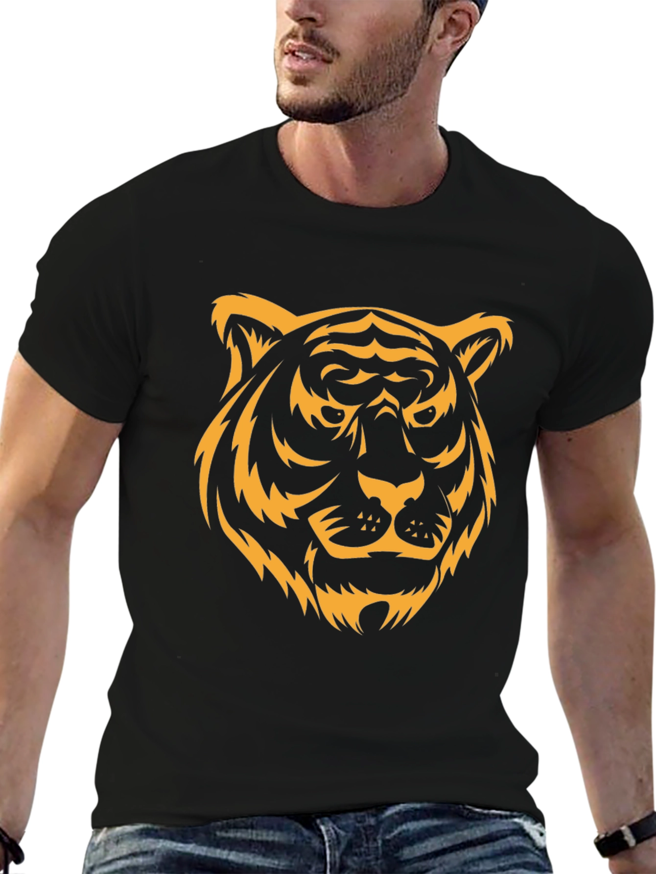 Black Tiger Graphic Tee - Bold Animal Design