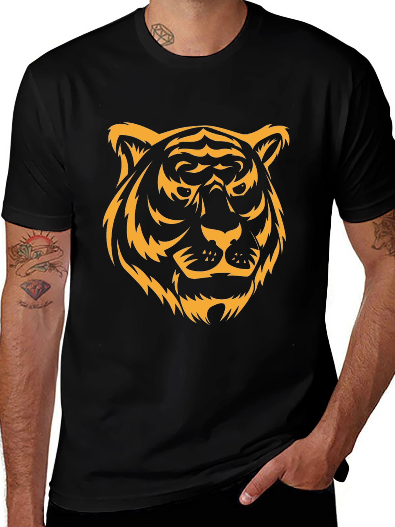 Black Tiger Graphic Tee - Bold Animal Design