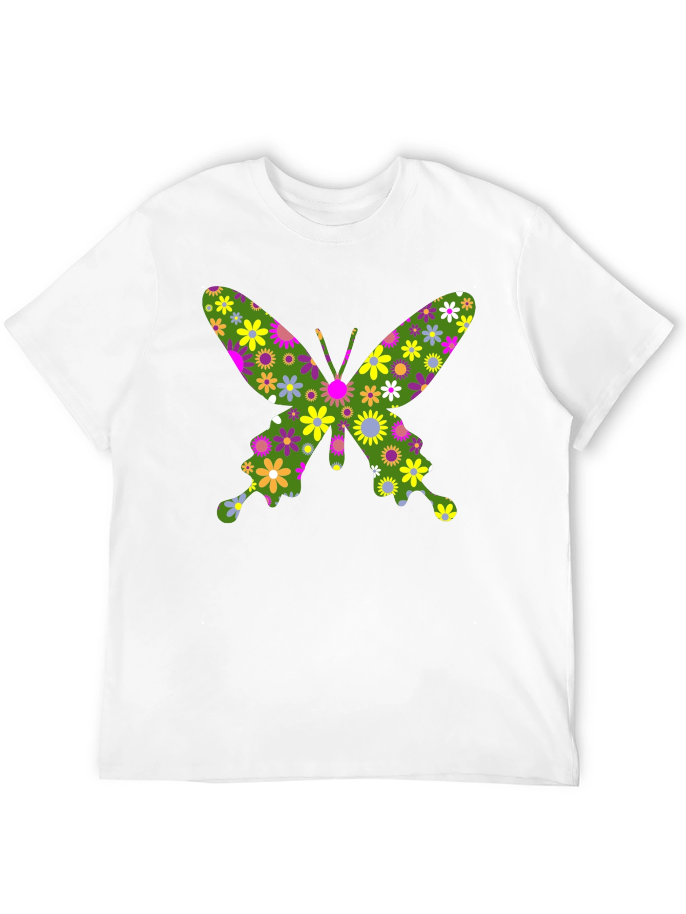 Floral Butterfly Print Black T-Shirt