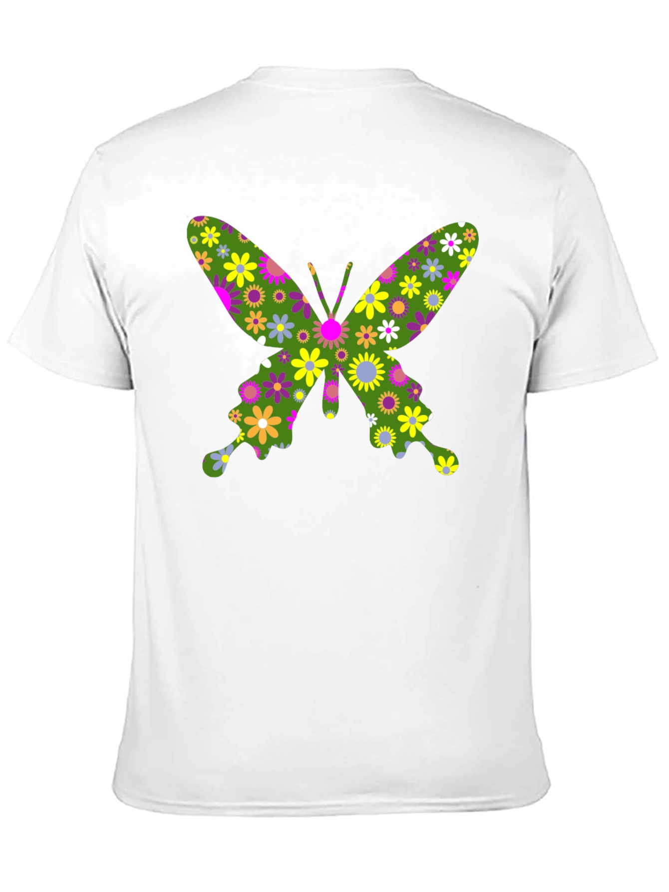 Floral Butterfly Print Black T-Shirt
