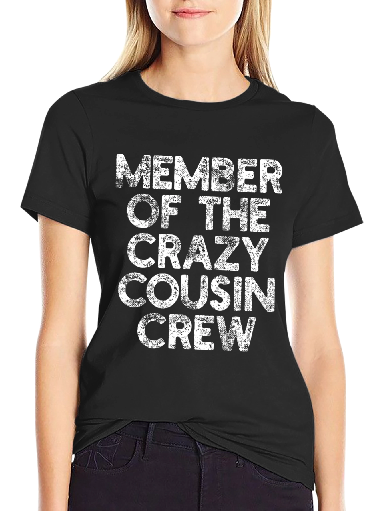 Crazy Cousin Crew T-Shirt - Black Cotton Tee