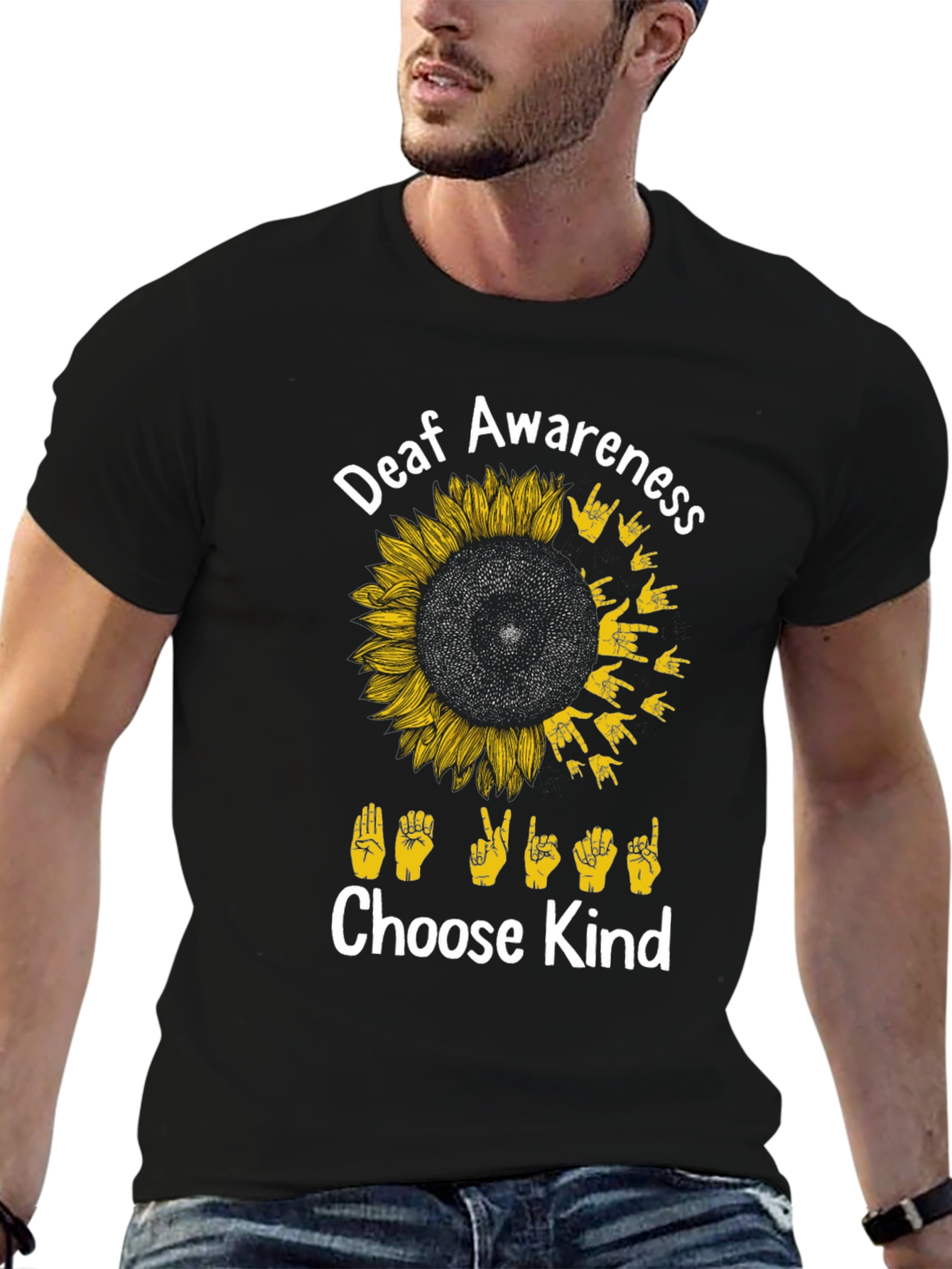 Deaf Awareness Sunflower T-Shirt - Choose Kind