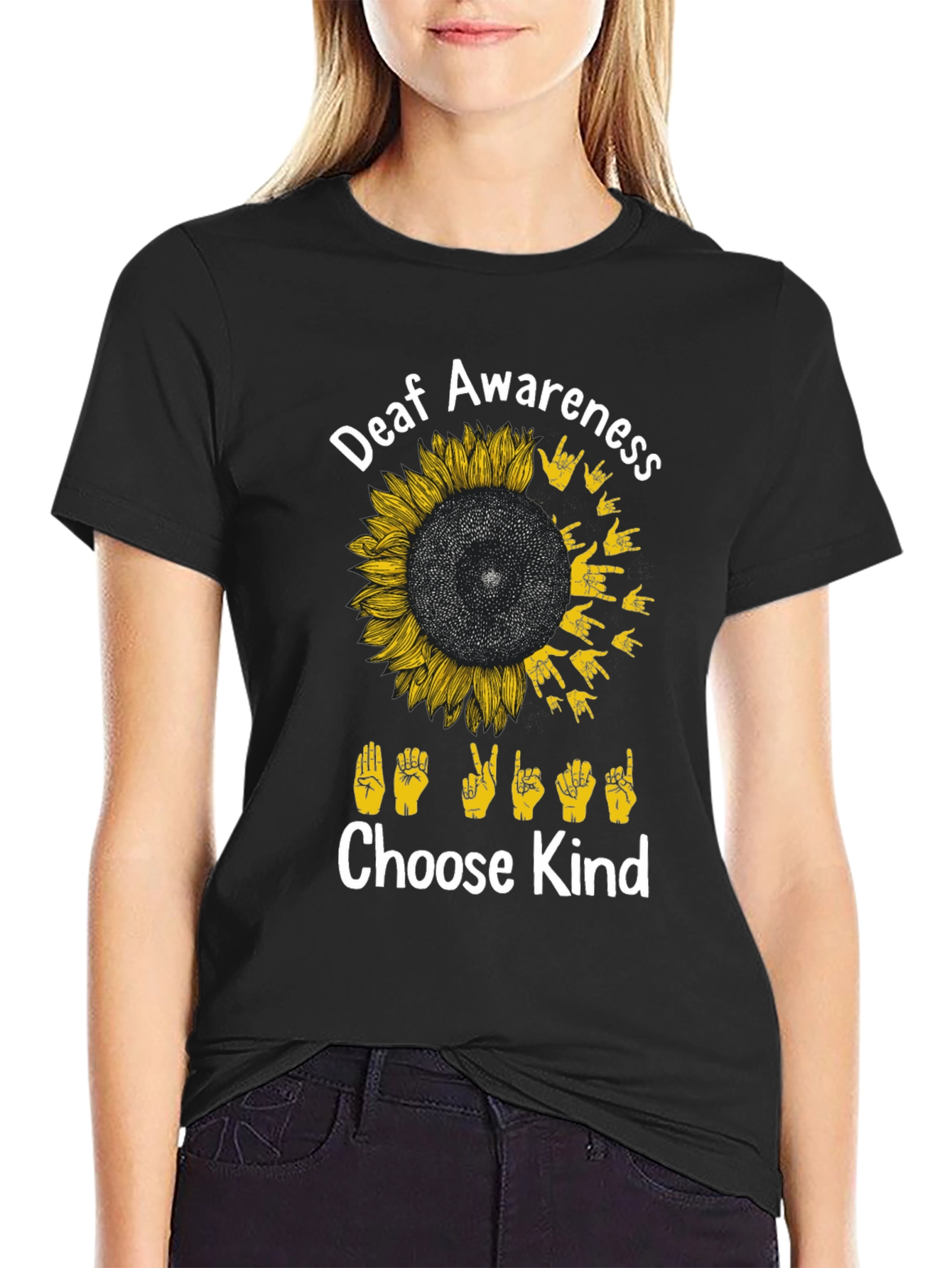Deaf Awareness Sunflower T-Shirt - Choose Kind