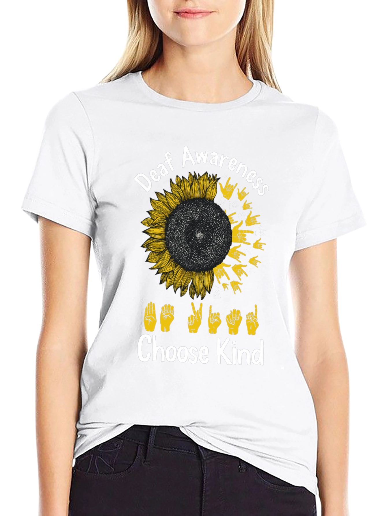Deaf Awareness Sunflower T-Shirt - Choose Kind
