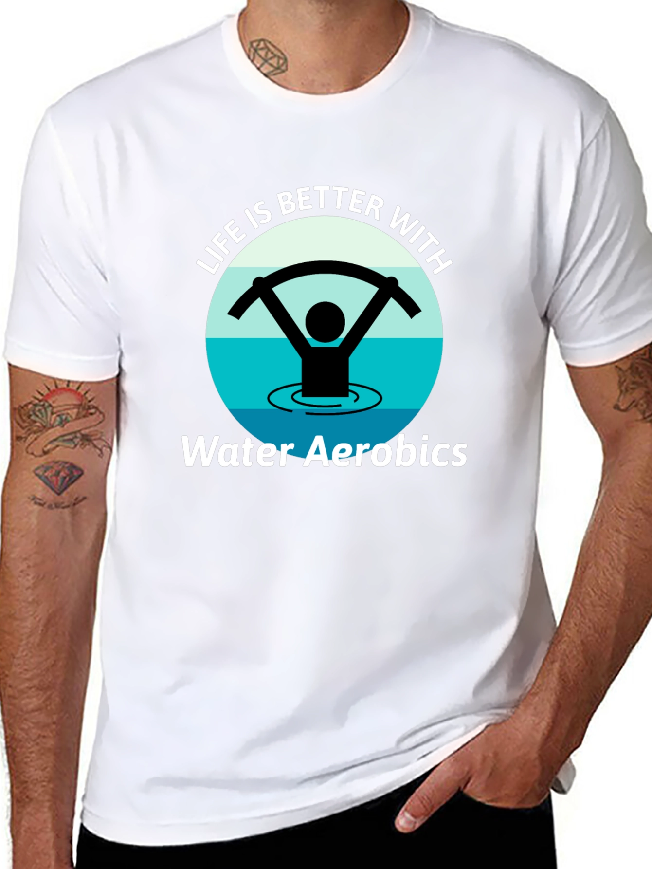 Life is Better with Water Aerobics Black T-Shirt