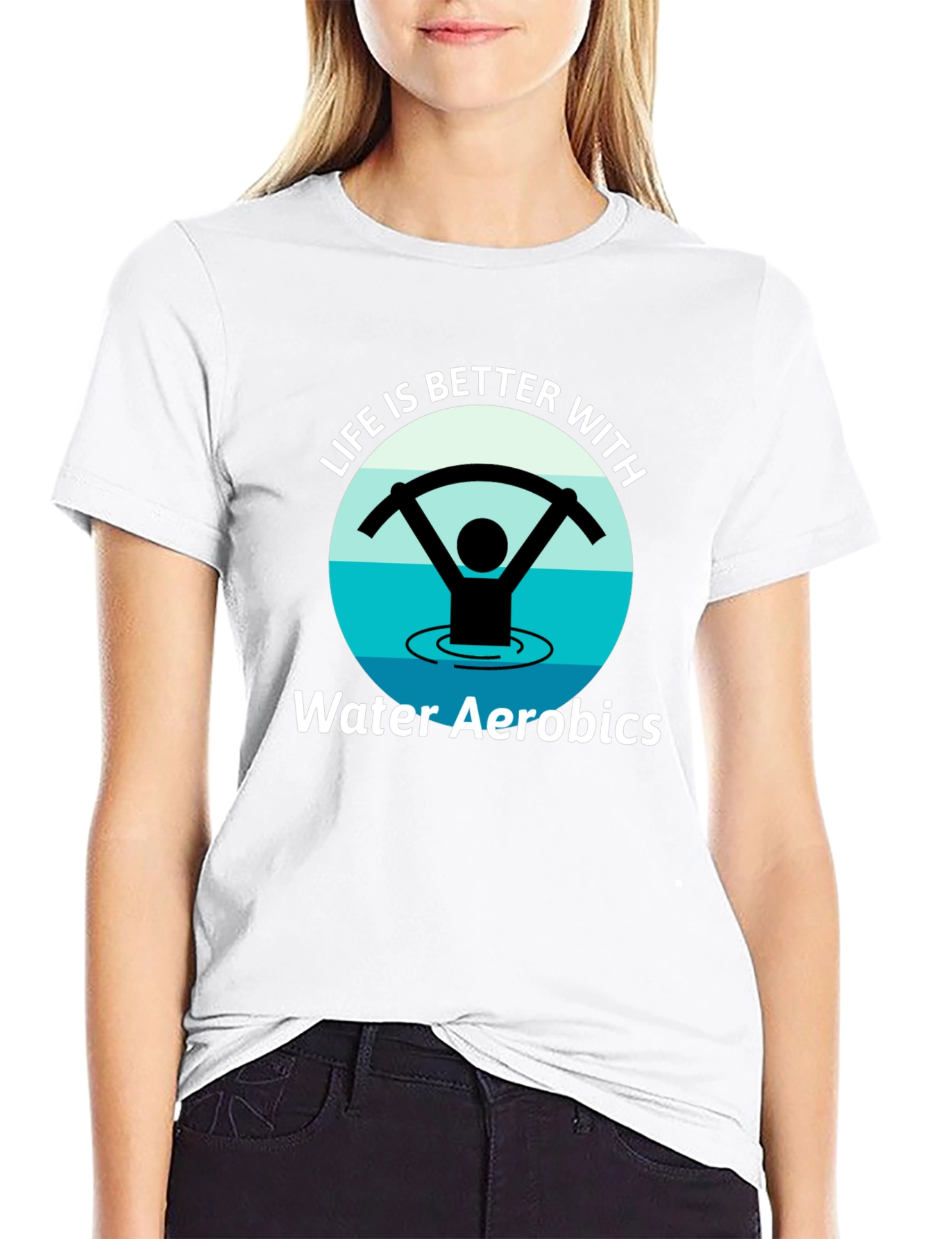 Life is Better with Water Aerobics Black T-Shirt