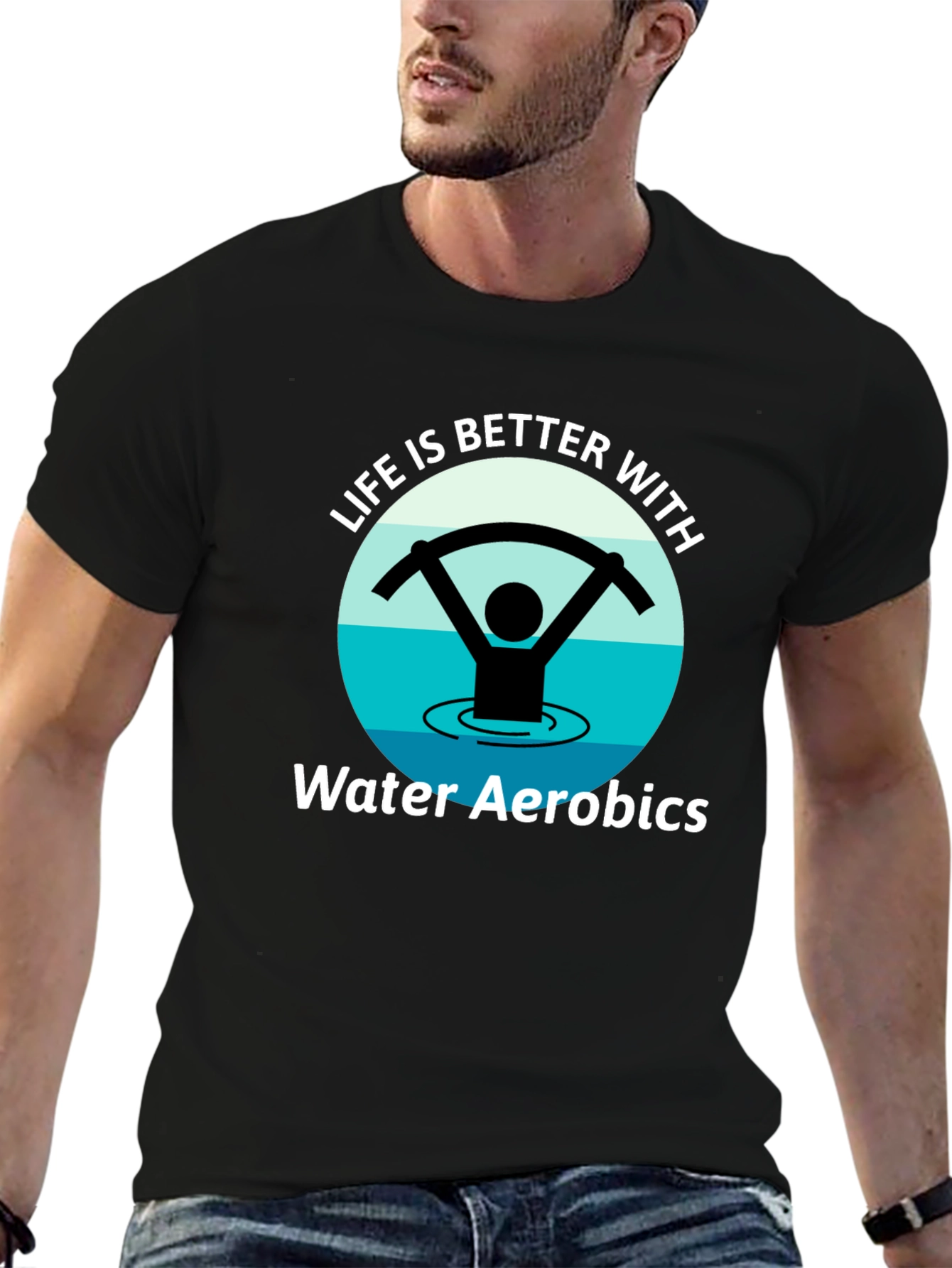 Life is Better with Water Aerobics Black T-Shirt