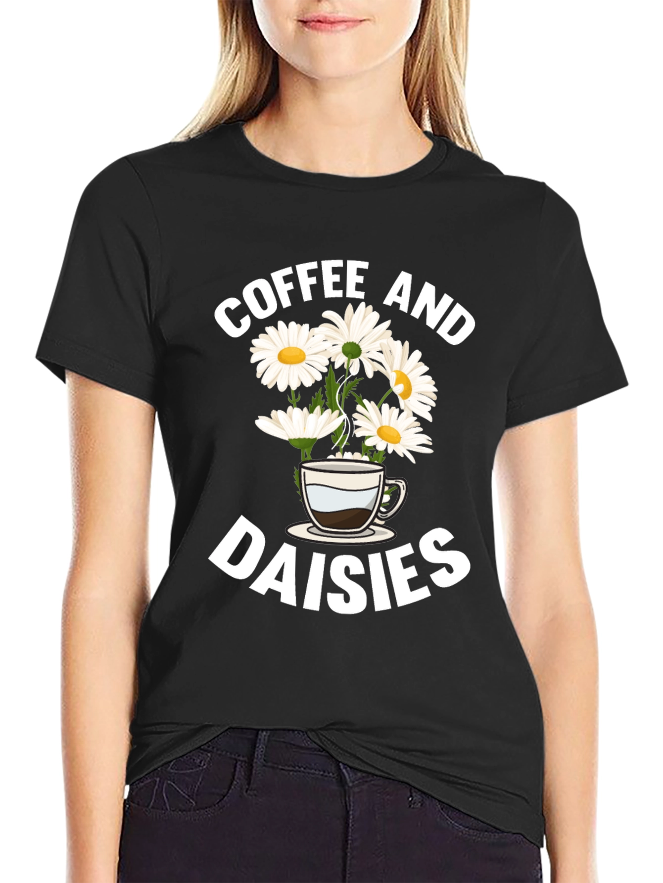 Coffee and Daisies Graphic T-Shirt