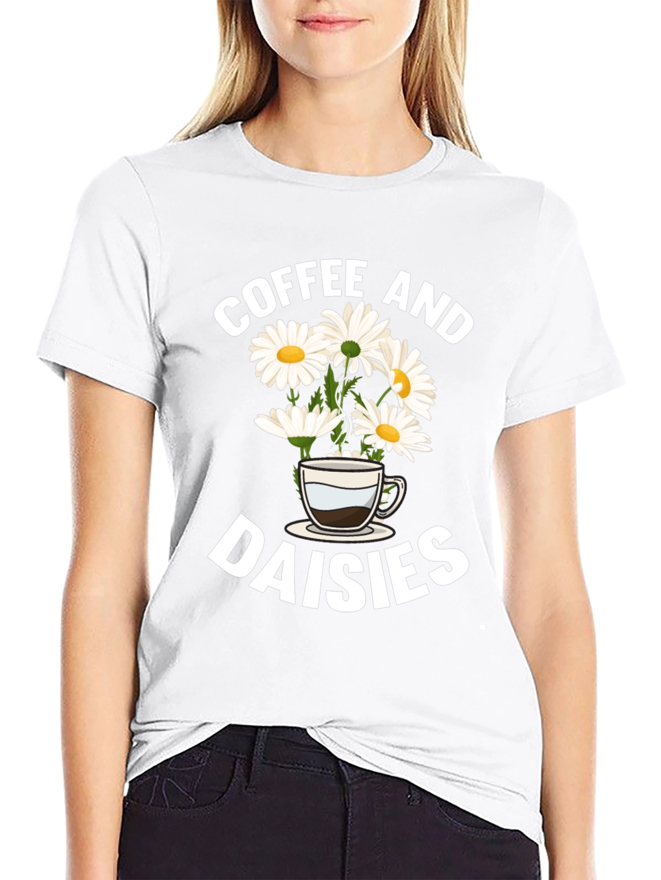 Coffee and Daisies Graphic T-Shirt