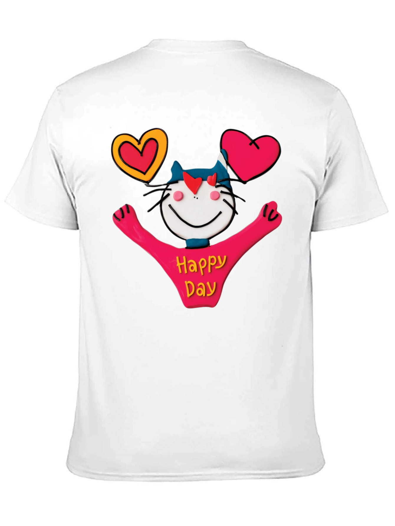 Happy Day Cartoon Cat Graphic Tee