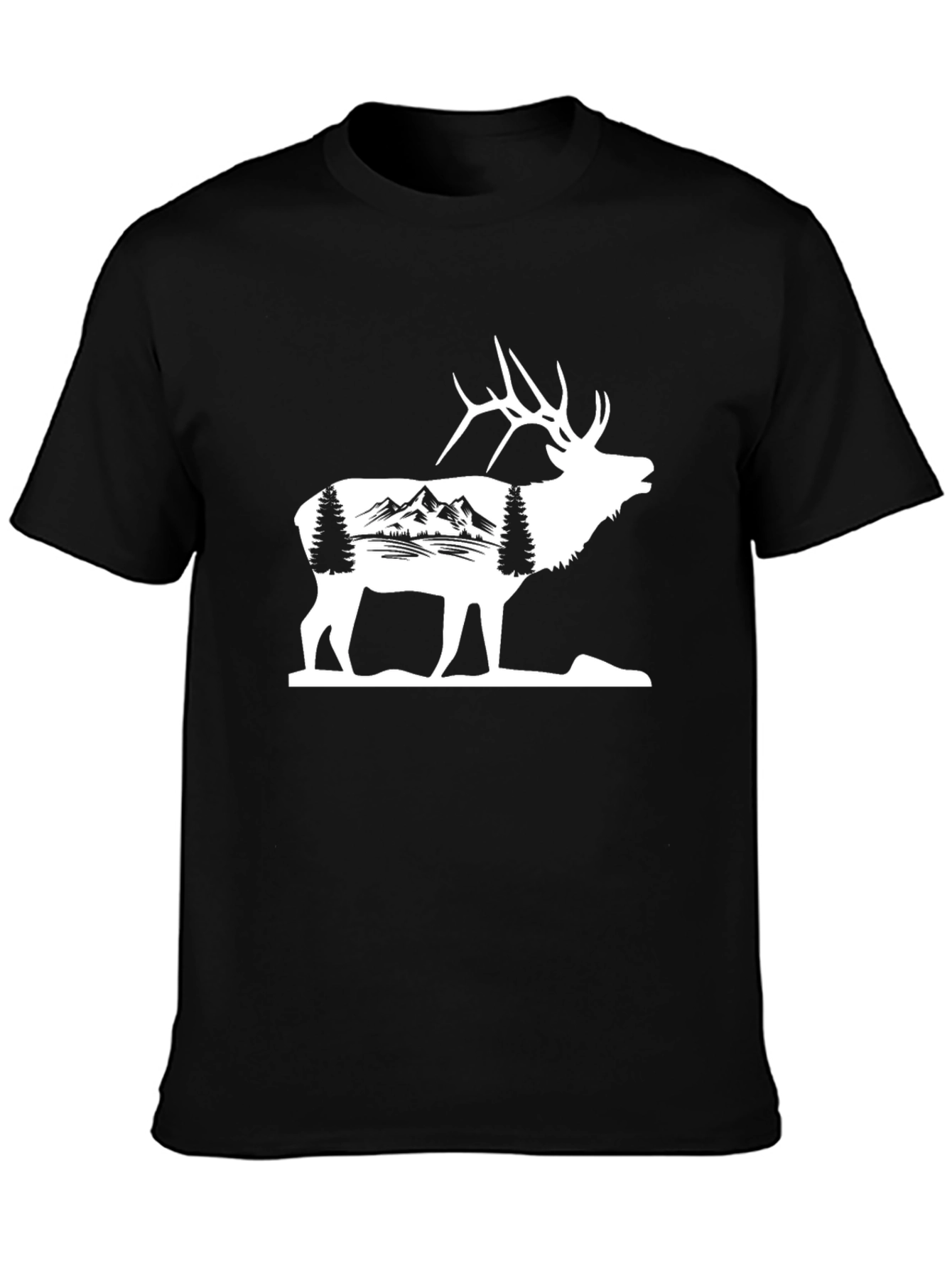 Mountain Elk Graphic Tee - Black Cotton Blend
