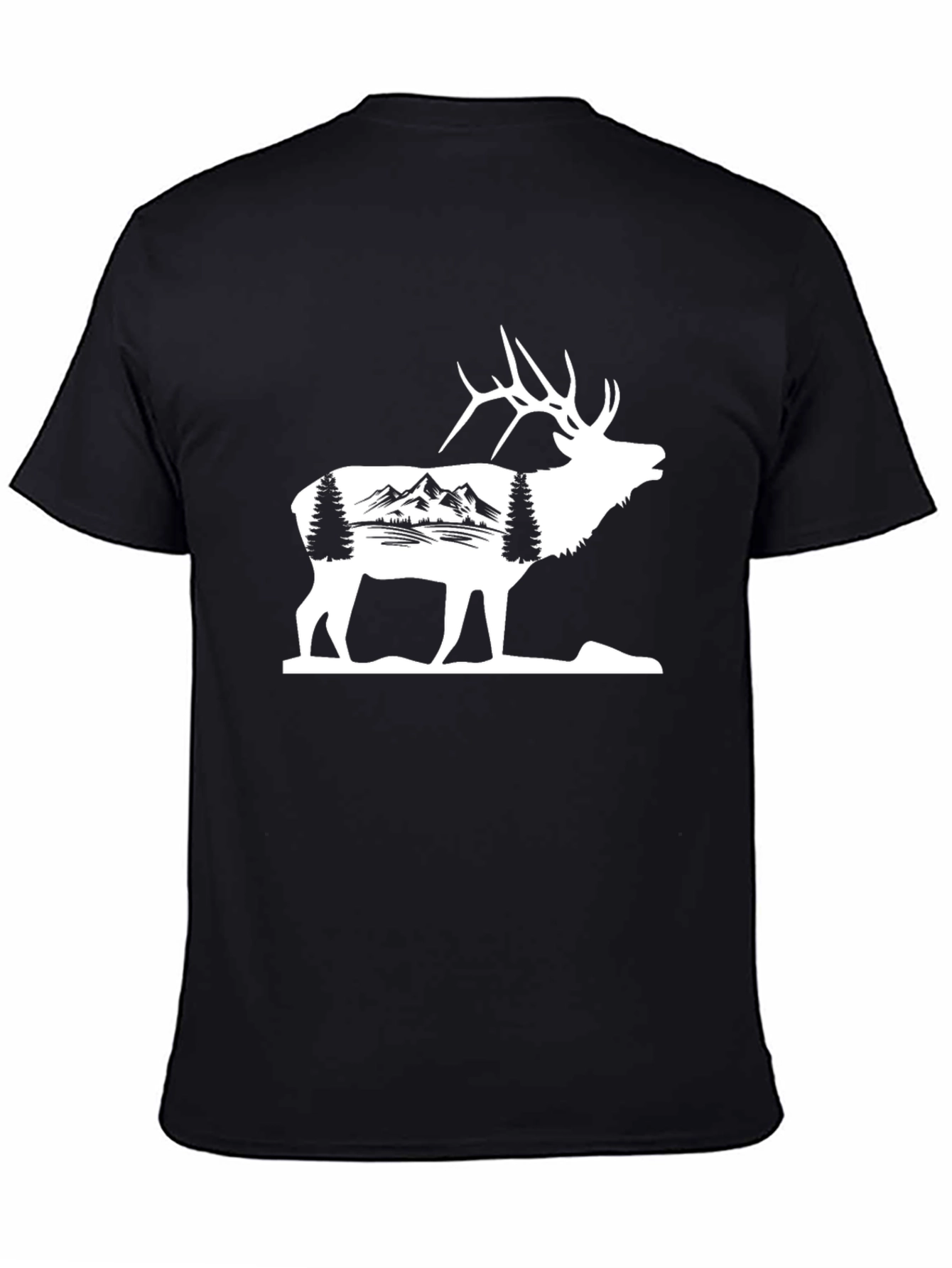 Mountain Elk Graphic Tee - Black Cotton Blend