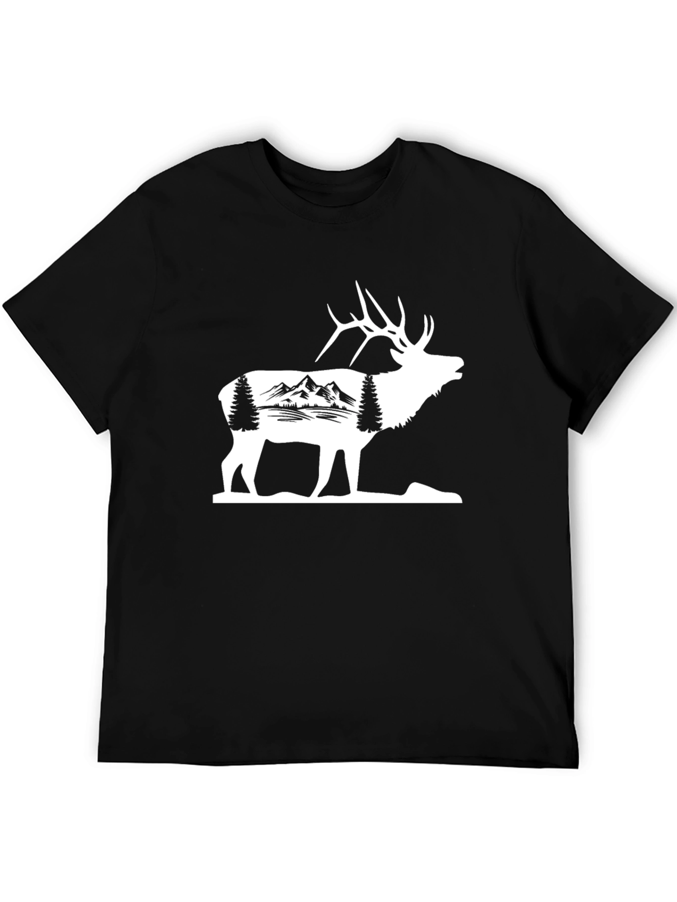Mountain Elk Graphic Tee - Black Cotton Blend