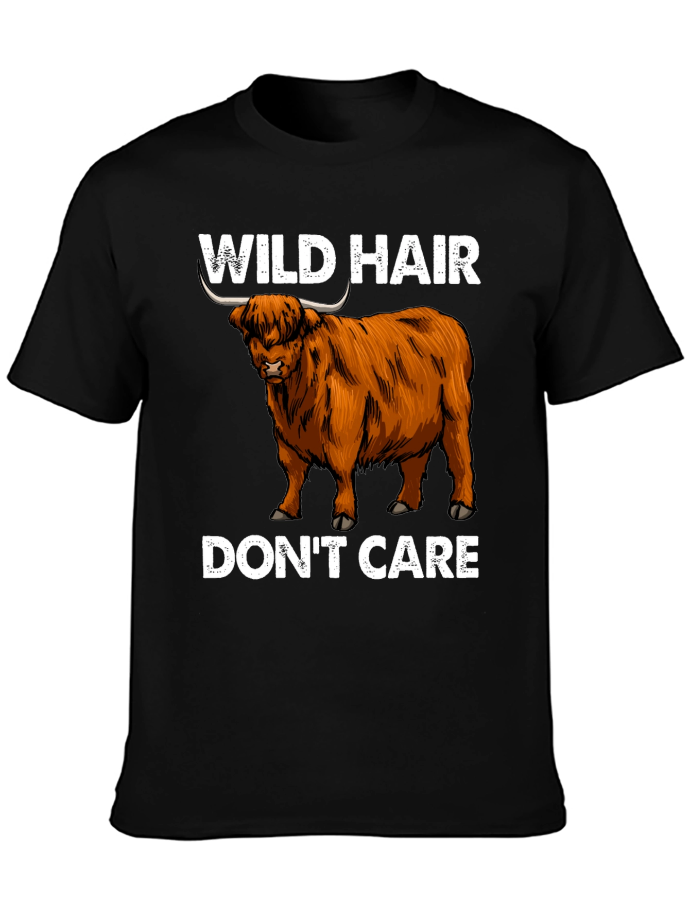 Wild Hair Dont Care Highland Cow T-Shirt