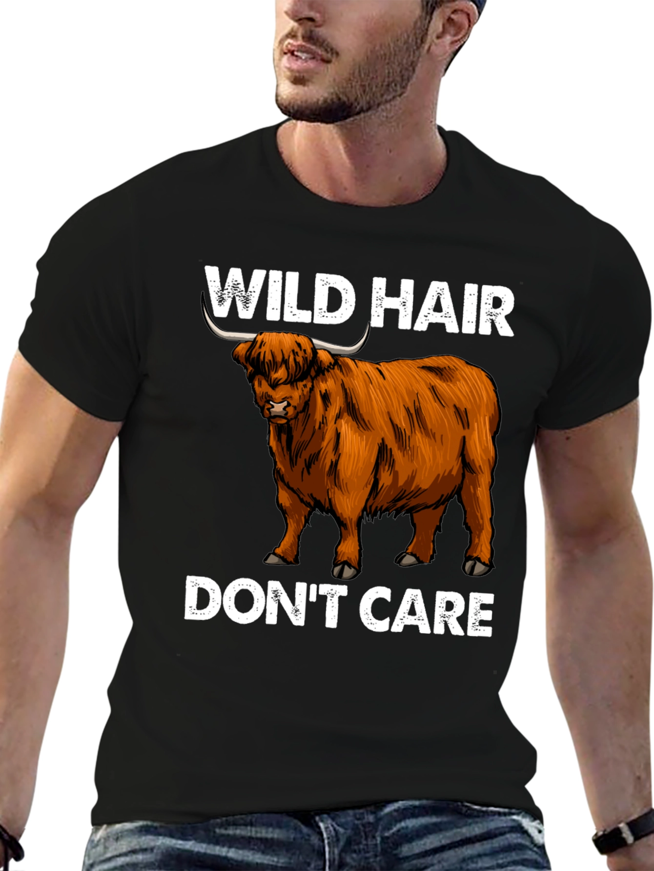 Wild Hair Dont Care Highland Cow T-Shirt
