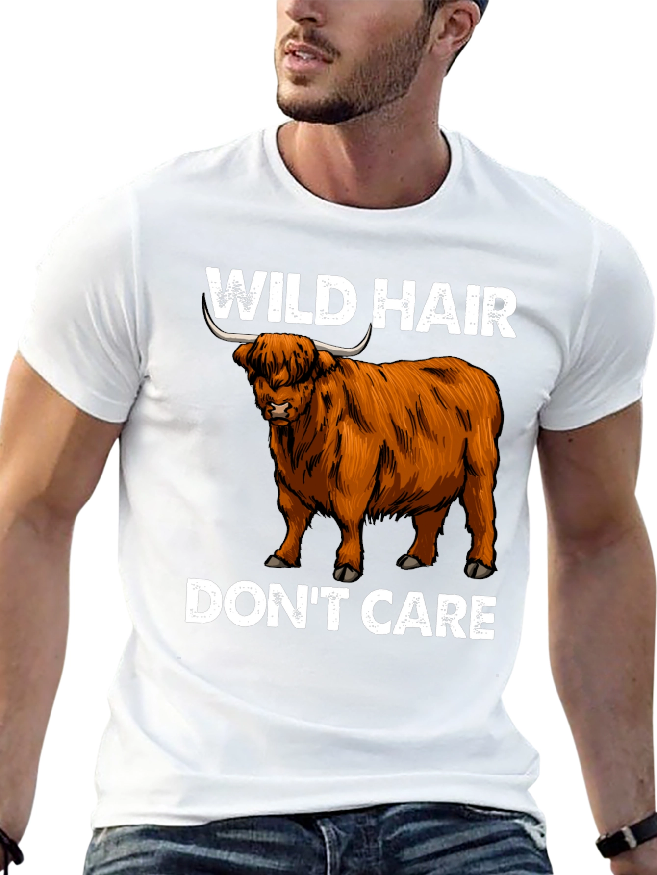 Wild Hair Dont Care Highland Cow T-Shirt