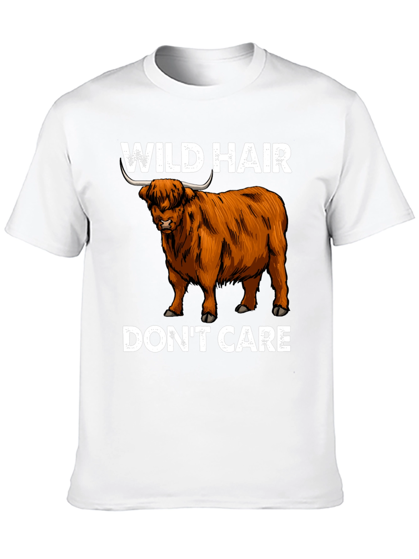 Wild Hair Dont Care Highland Cow T-Shirt