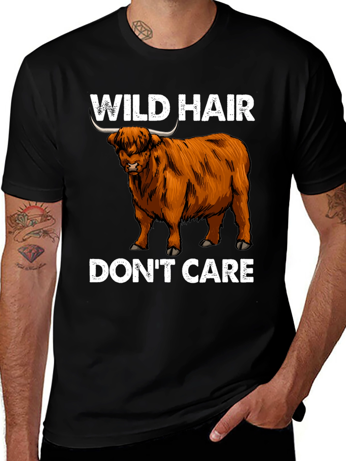 Wild Hair Dont Care Highland Cow T-Shirt