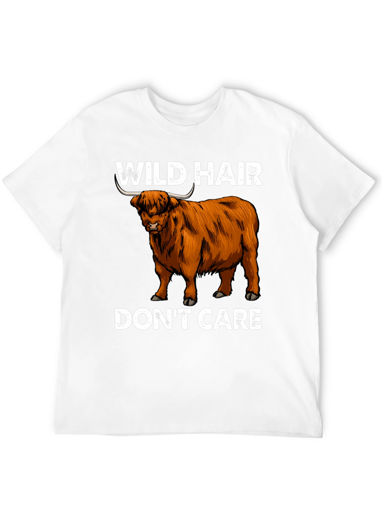 Wild Hair Dont Care Highland Cow T-Shirt
