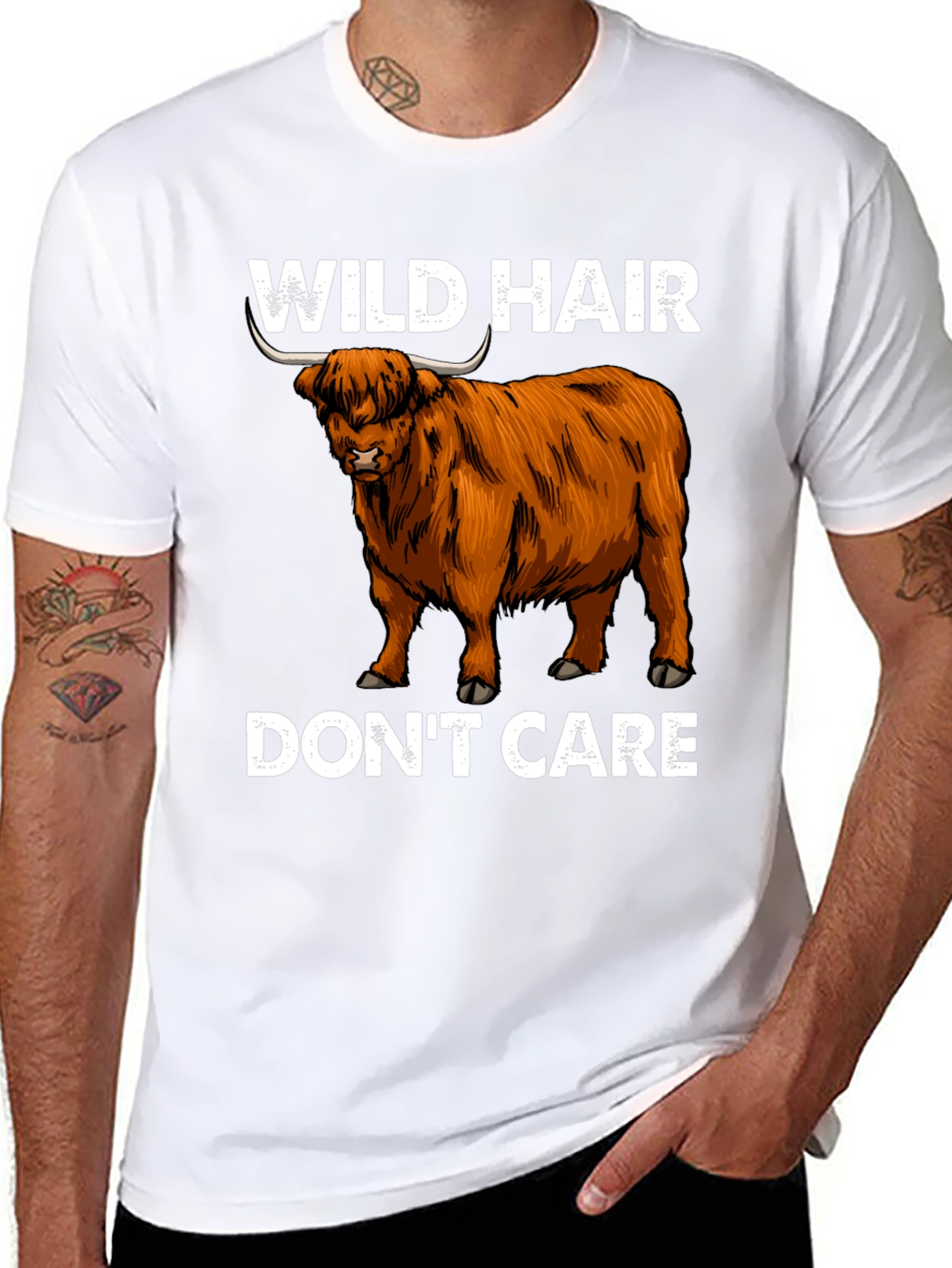 Wild Hair Dont Care Highland Cow T-Shirt
