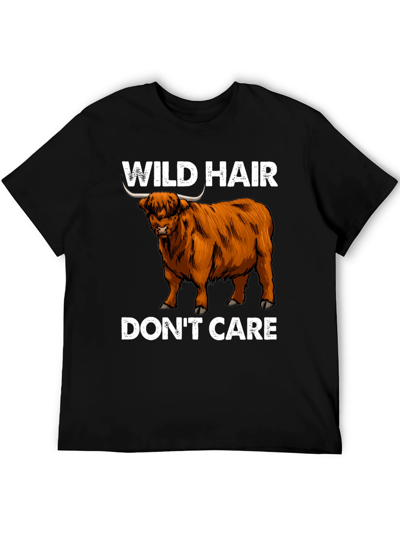 Wild Hair Dont Care Highland Cow T-Shirt