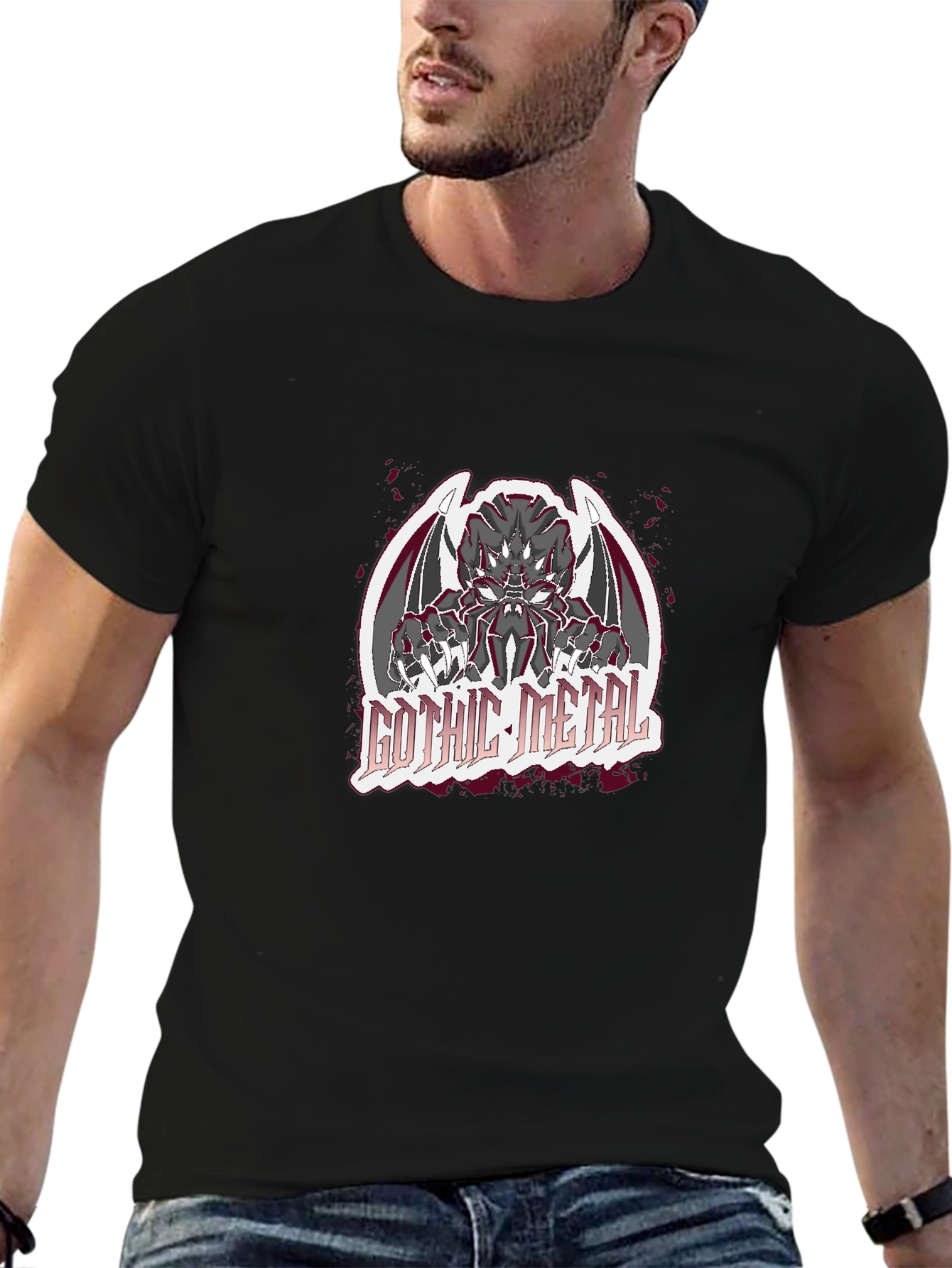 Gothic Metal Graphic Black T-Shirt