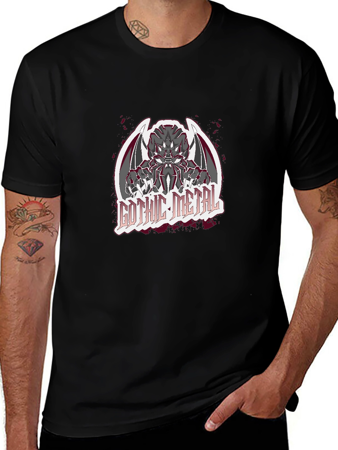 Gothic Metal Graphic Black T-Shirt
