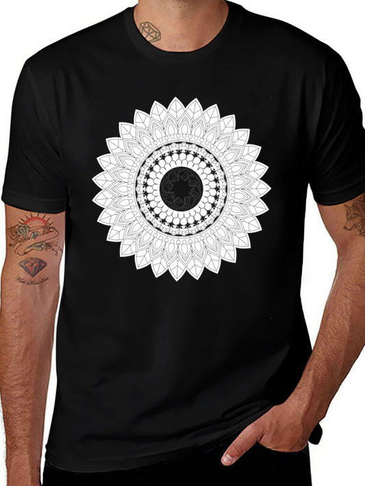 Black T-Shirt with Mandala Design