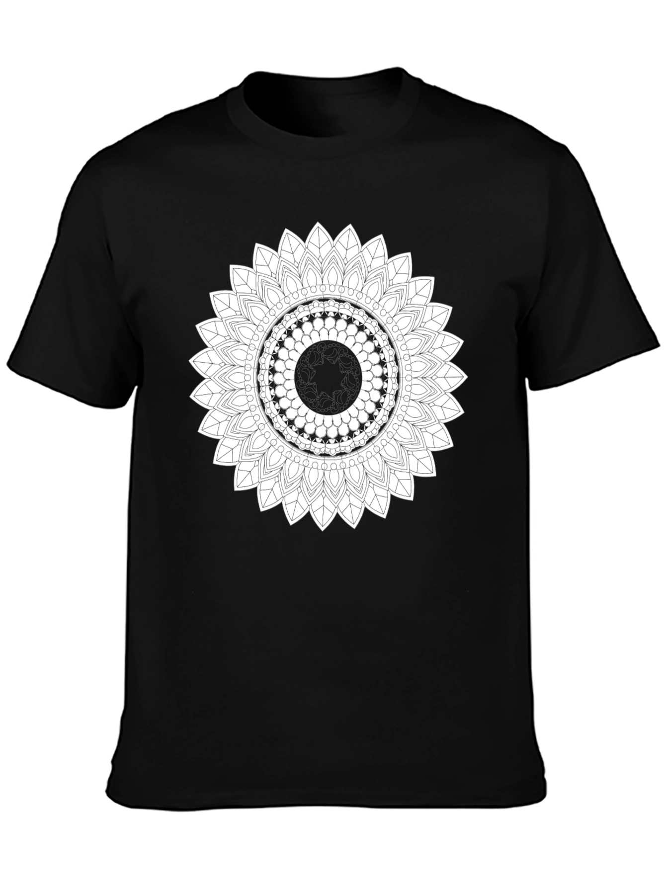 Black T-Shirt with Mandala Design