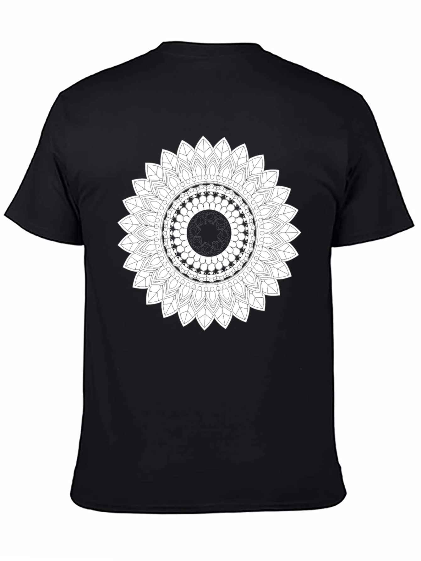 Black T-Shirt with Mandala Design