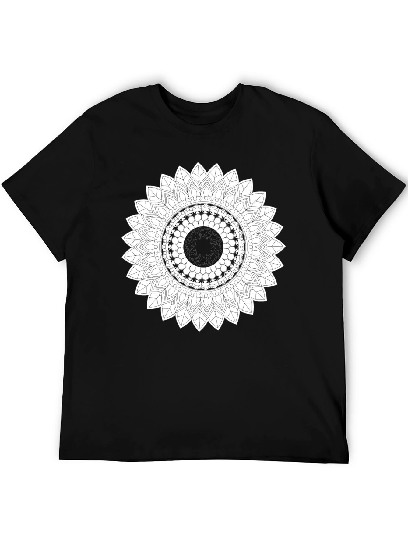 Black T-Shirt with Mandala Design