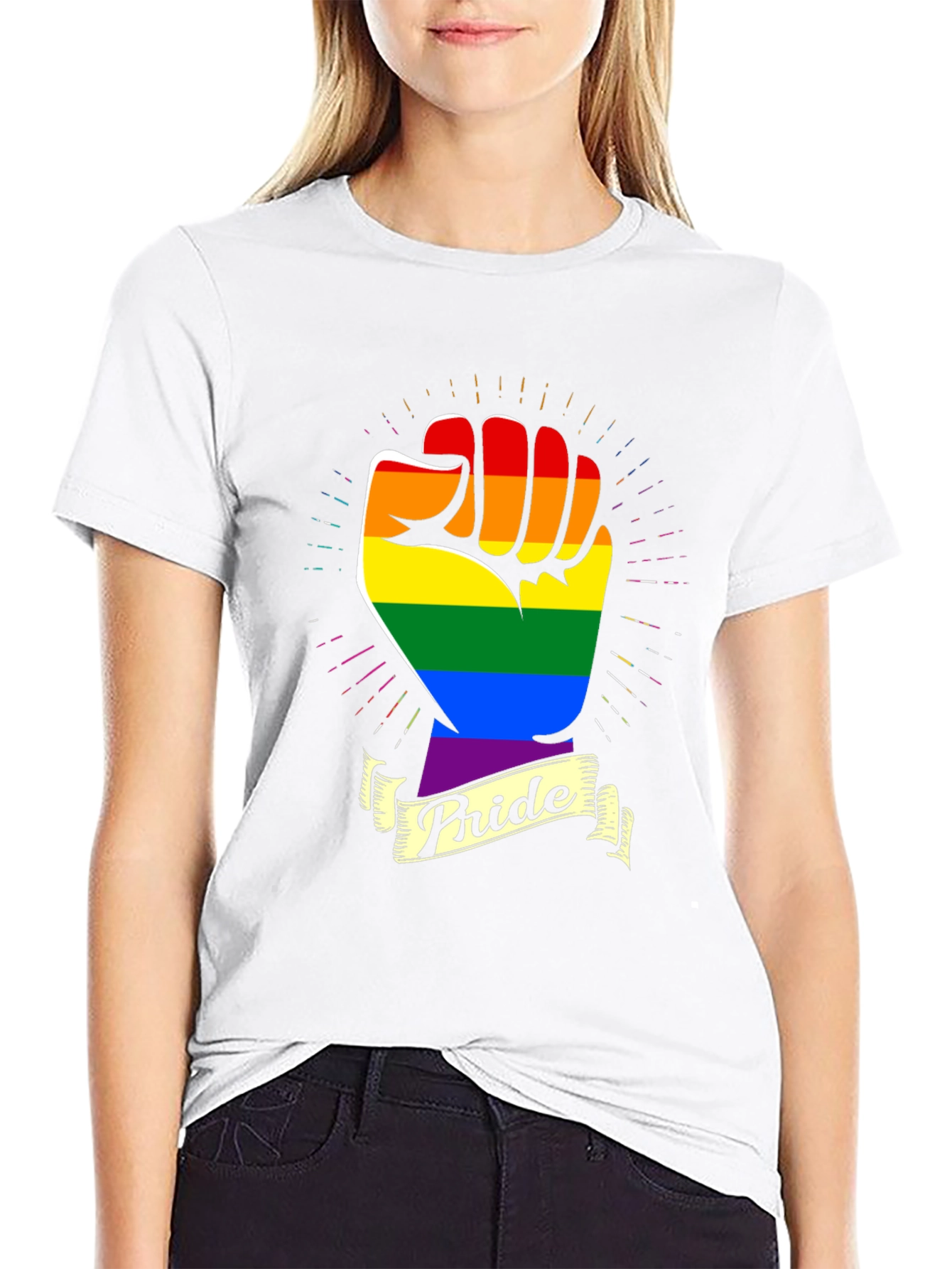 Pride Fist T-Shirt - Rainbow LGBT Gay Lesbian Rights